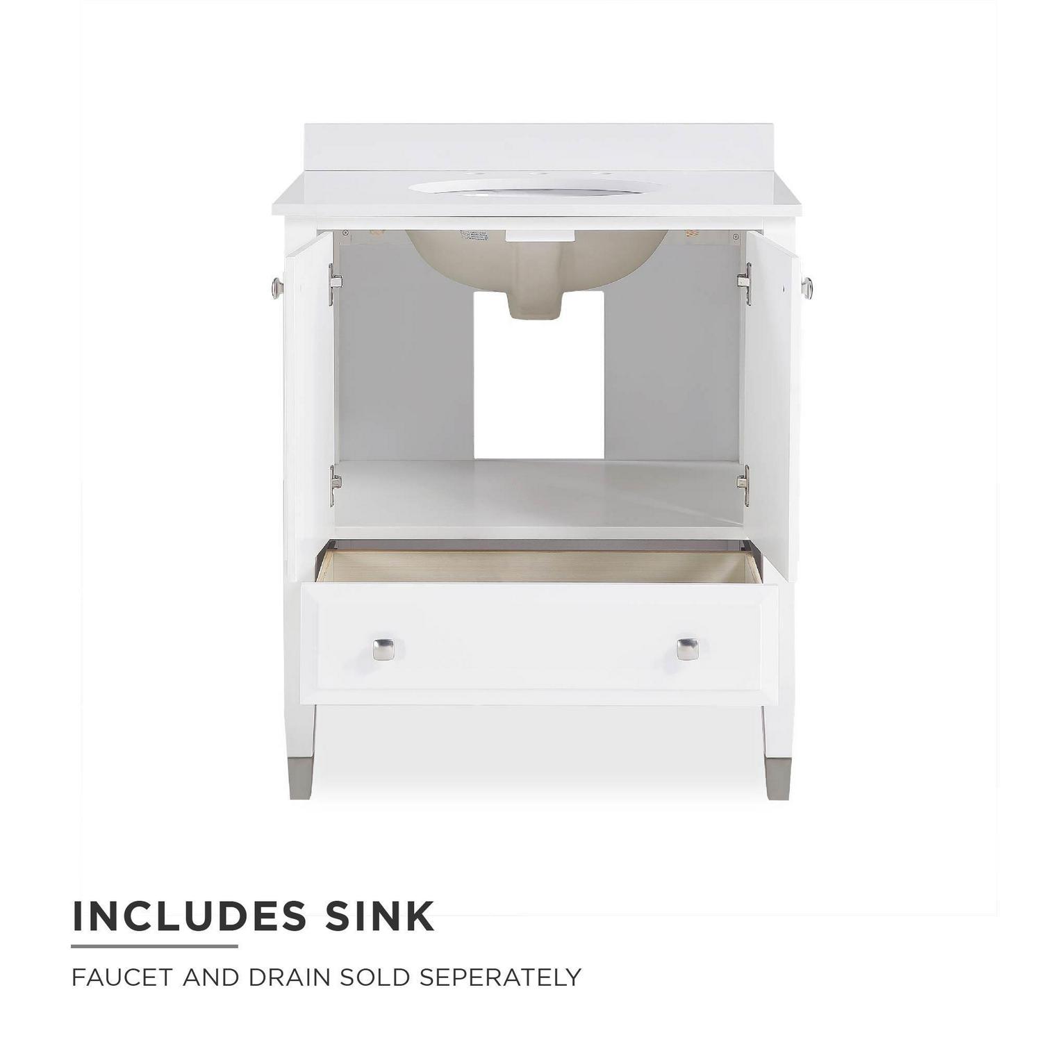 DHP Metcalfe 30 Inch Bathroom Vanity with Sink, White - Image 8