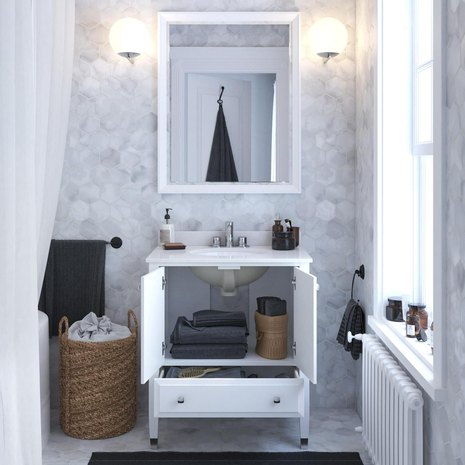 DHP Metcalfe 30 Inch Bathroom Vanity with Sink, White - Image 3