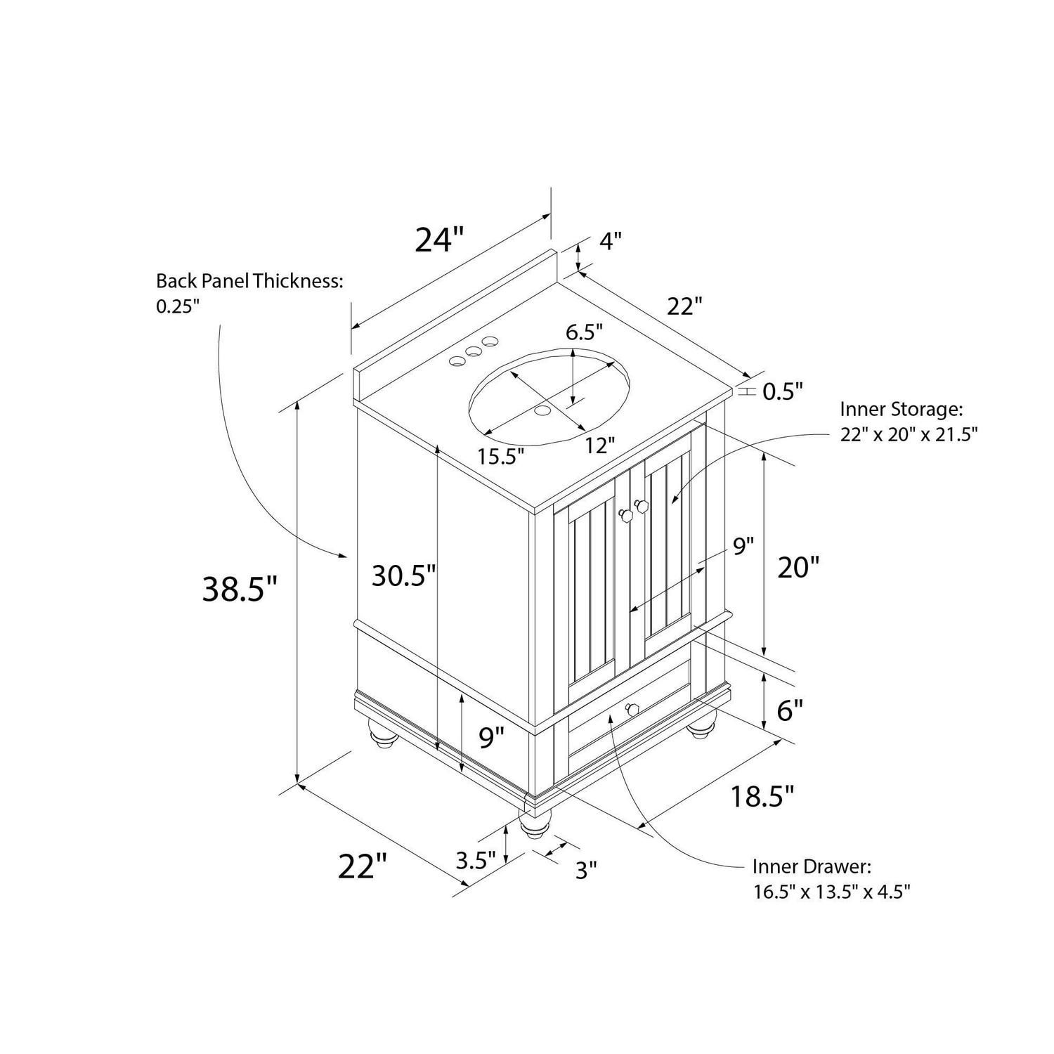 DHP Monteray Beach 24 Inch Bathroom Vanity with Sink, Gray - Image 19