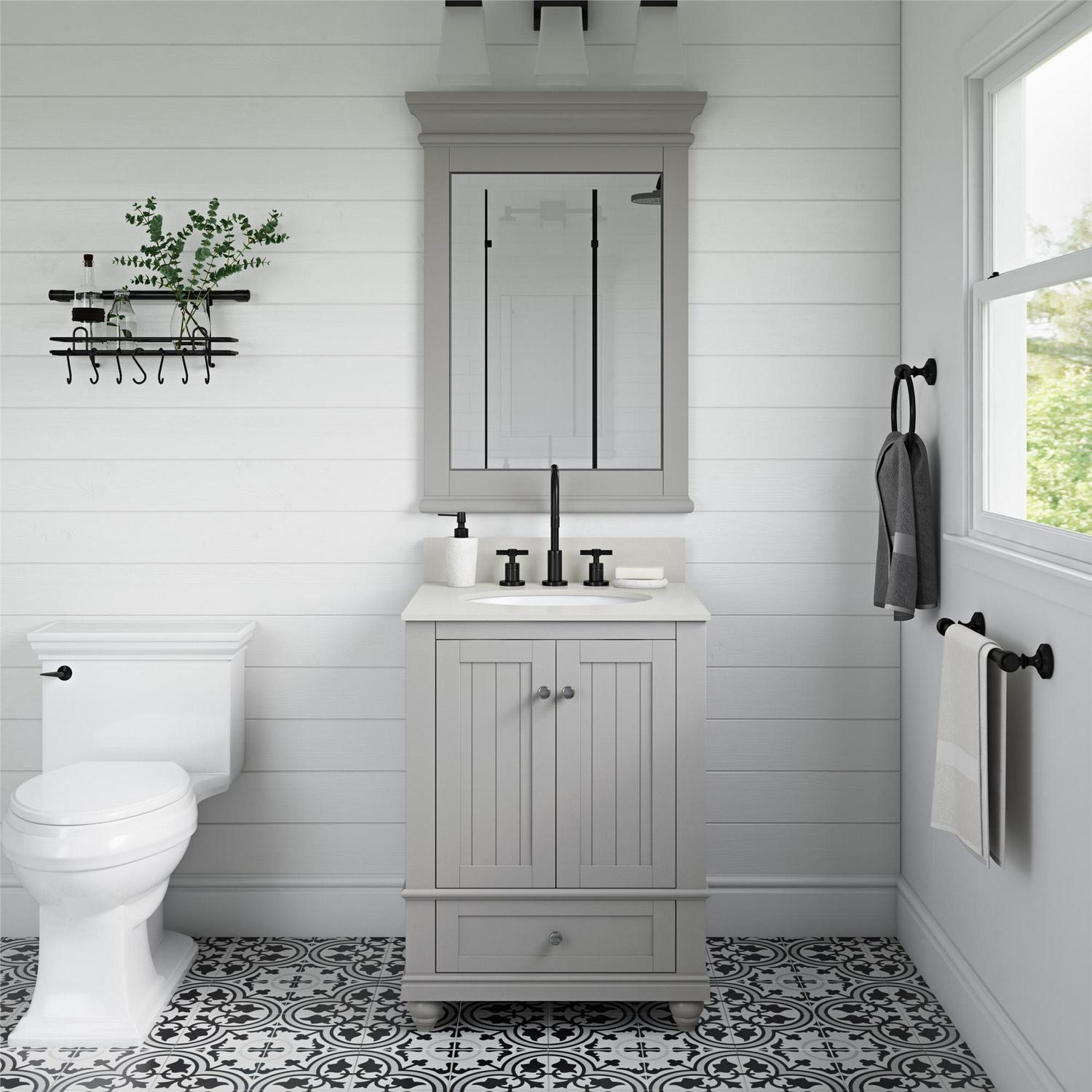 DHP Monteray Beach 24 Inch Bathroom Vanity with Sink, Gray - Image 4