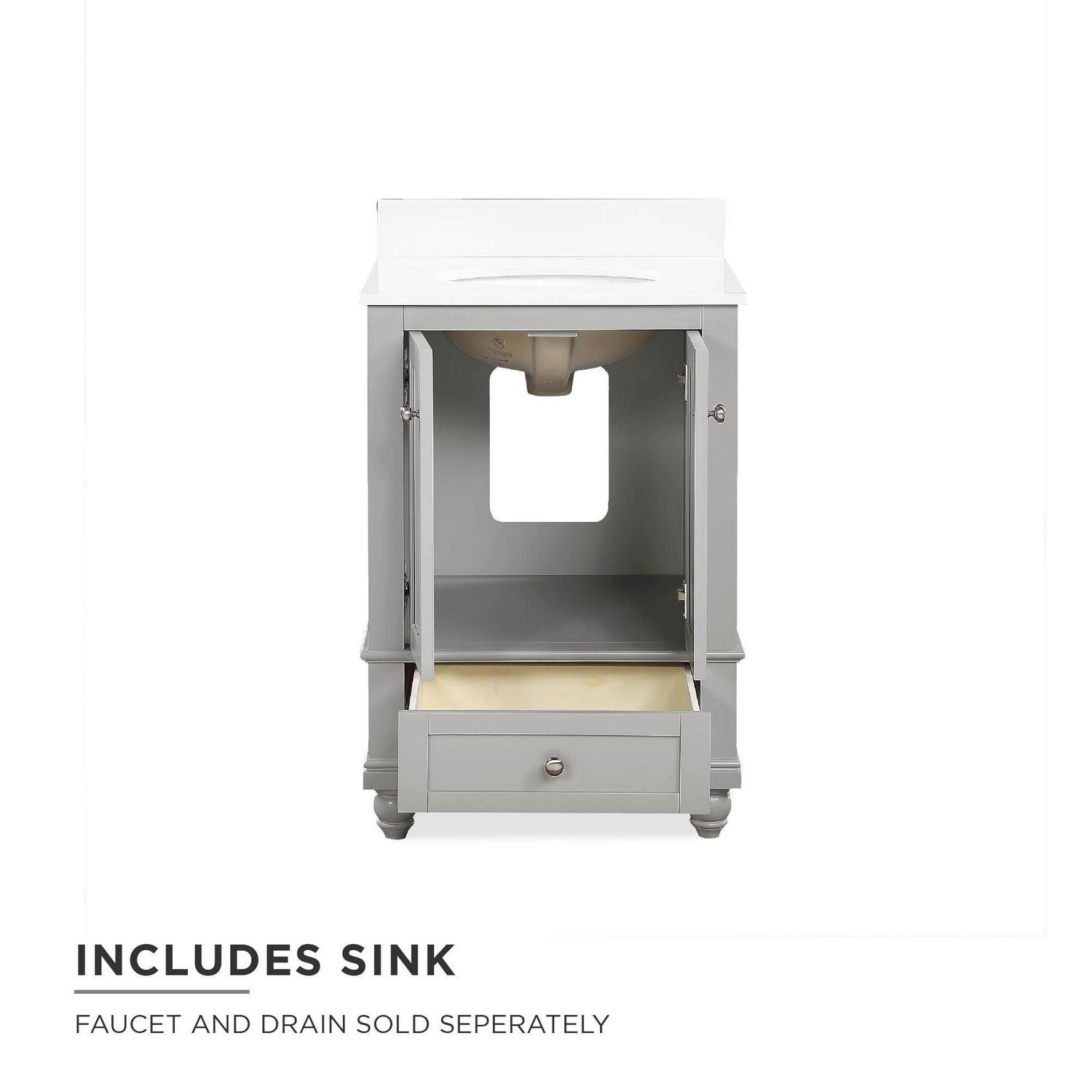 DHP Monteray Beach 24 Inch Bathroom Vanity with Sink, Gray - Image 8