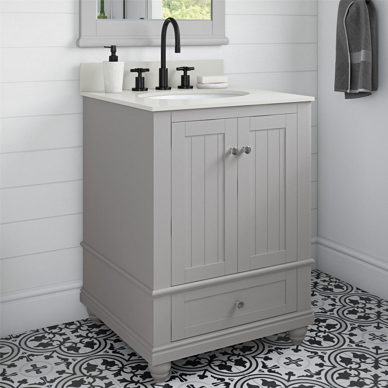 DHP Monteray Beach 24 Inch Bathroom Vanity with Sink, Gray