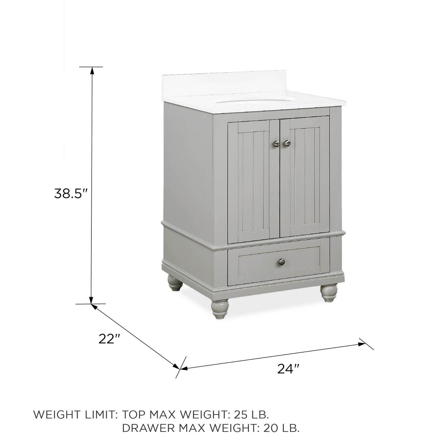 DHP Monteray Beach 24 Inch Bathroom Vanity with Sink, Gray - Image 13
