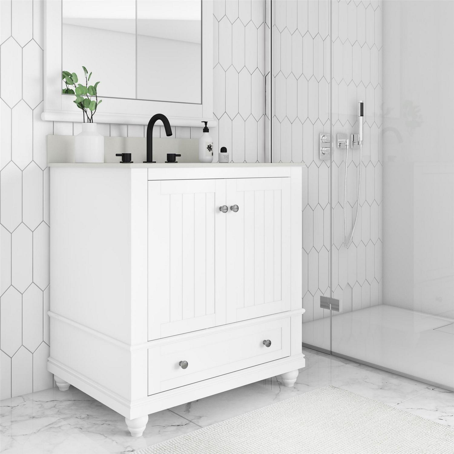 DHP Monteray Beach 30 Inch Bathroom Vanity with Sink, White