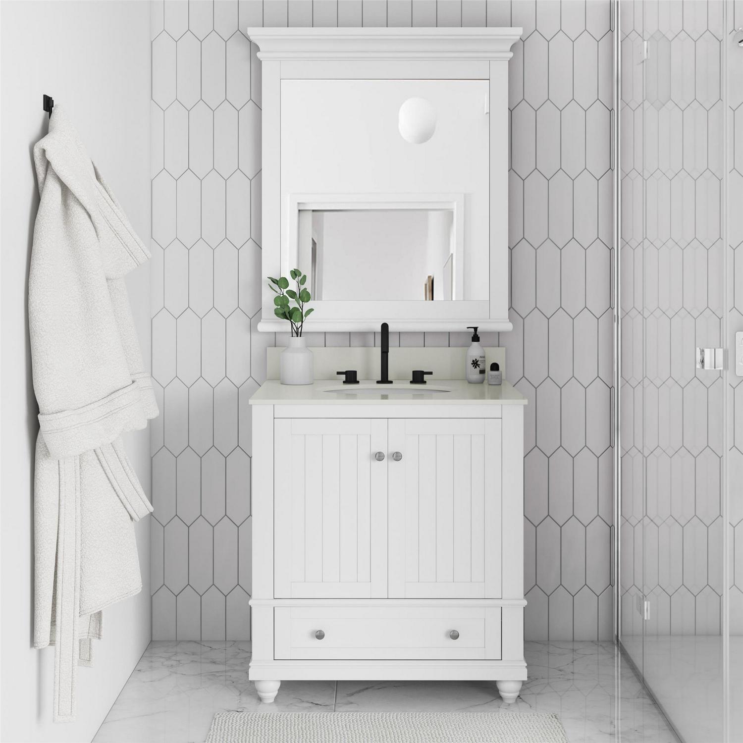 DHP Monteray Beach 30 Inch Bathroom Vanity with Sink, White - Image 2