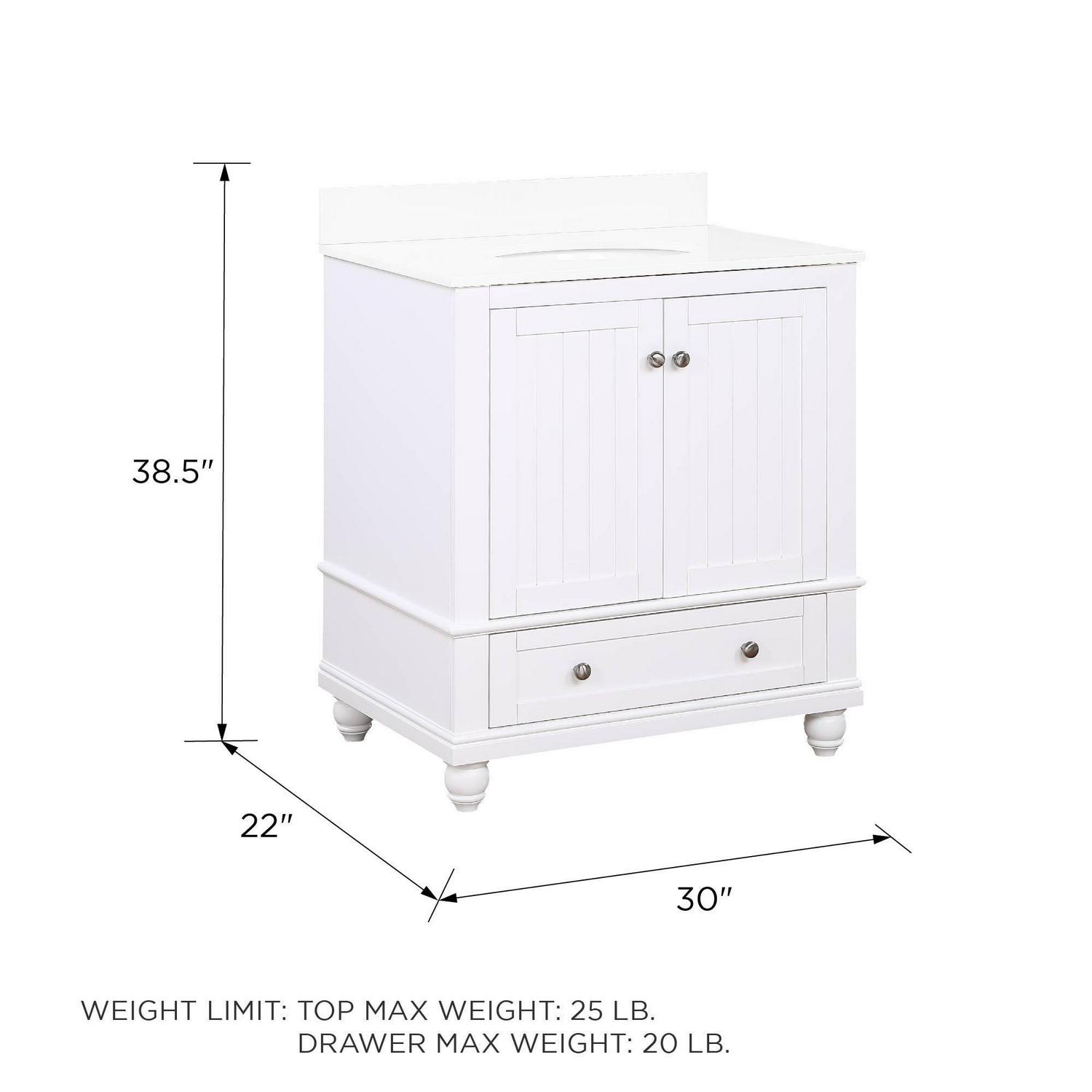 DHP Monteray Beach 30 Inch Bathroom Vanity with Sink, White - Image 12