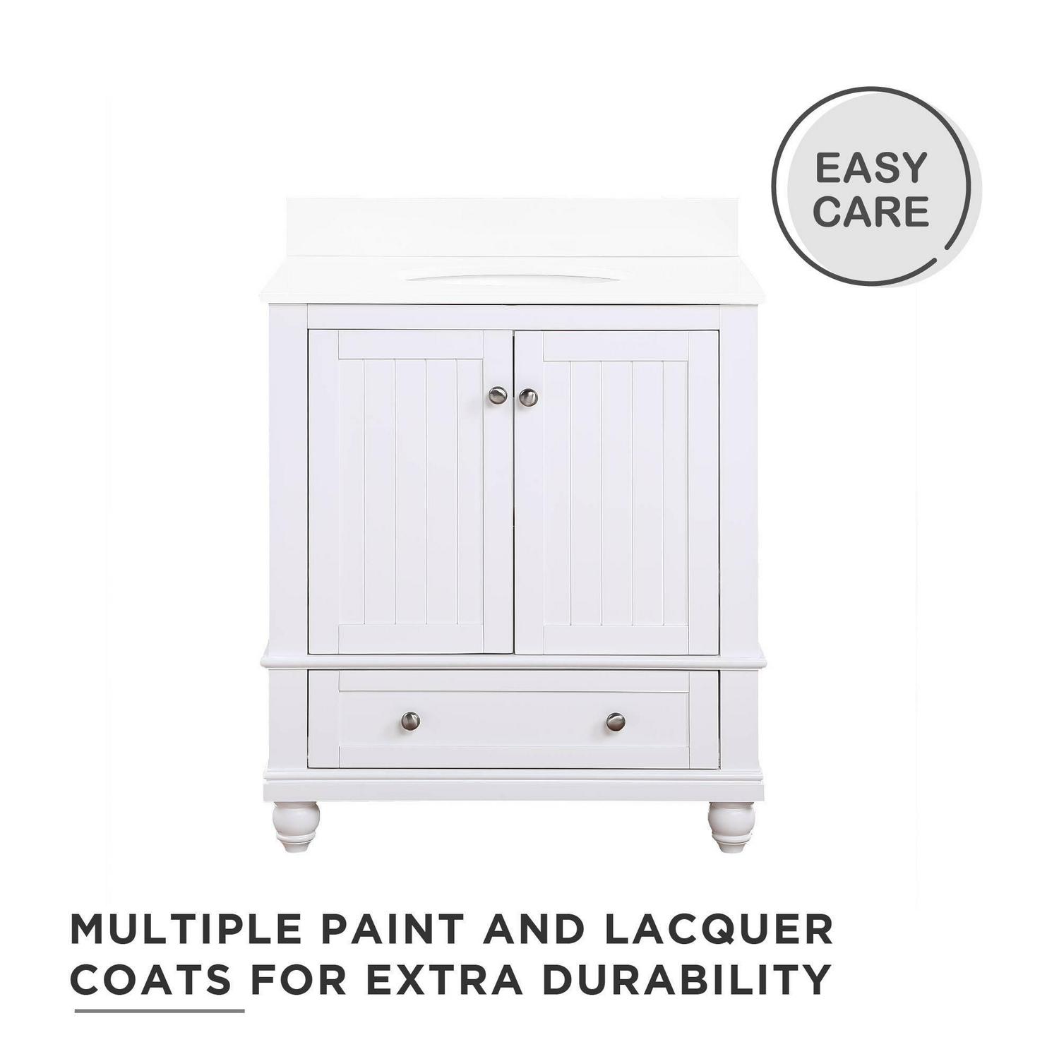 DHP Monteray Beach 30 Inch Bathroom Vanity with Sink, White - Image 8