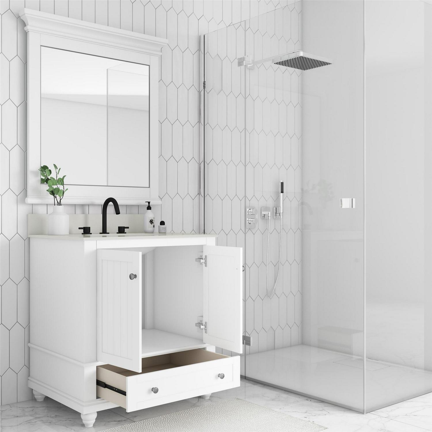 DHP Monteray Beach 30 Inch Bathroom Vanity with Sink, White - Image 3