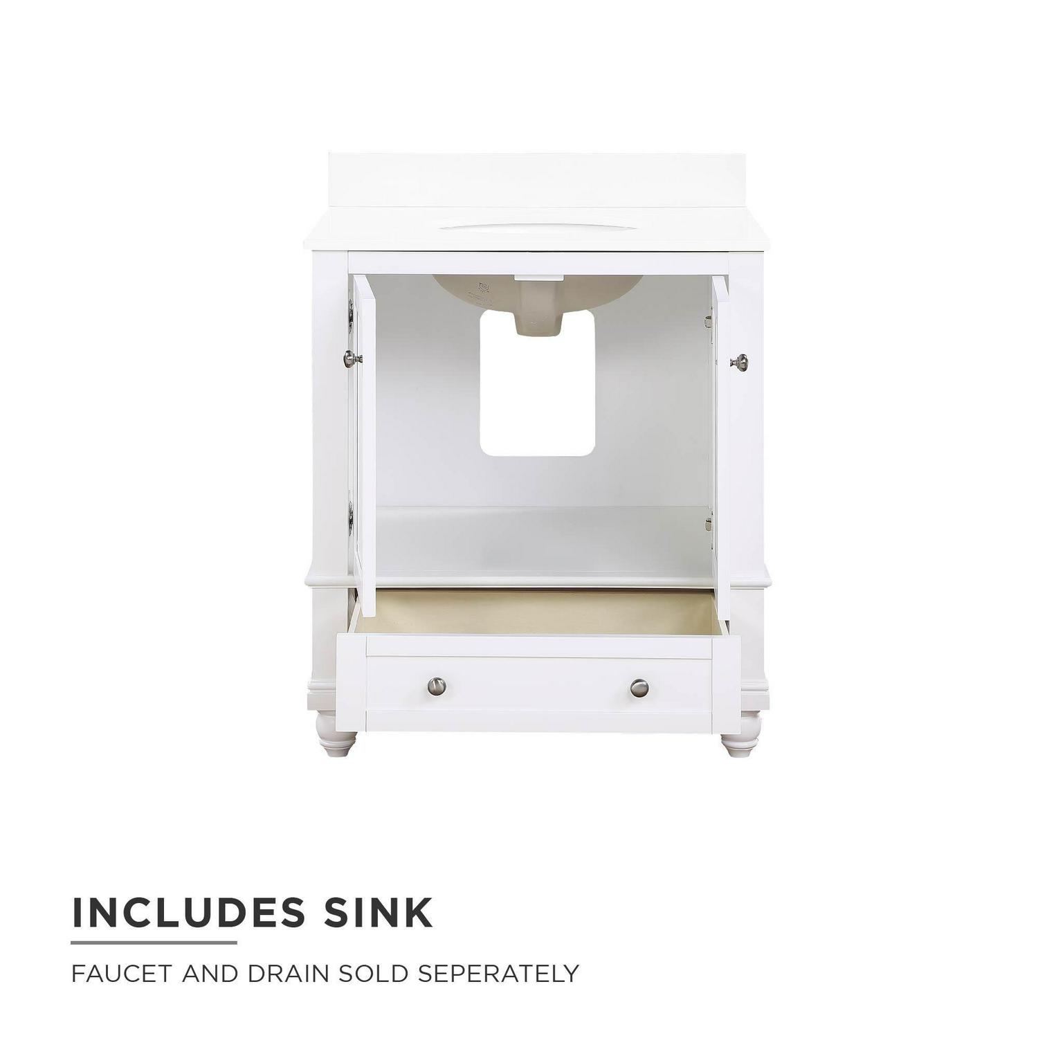 DHP Monteray Beach 30 Inch Bathroom Vanity with Sink, White - Image 7