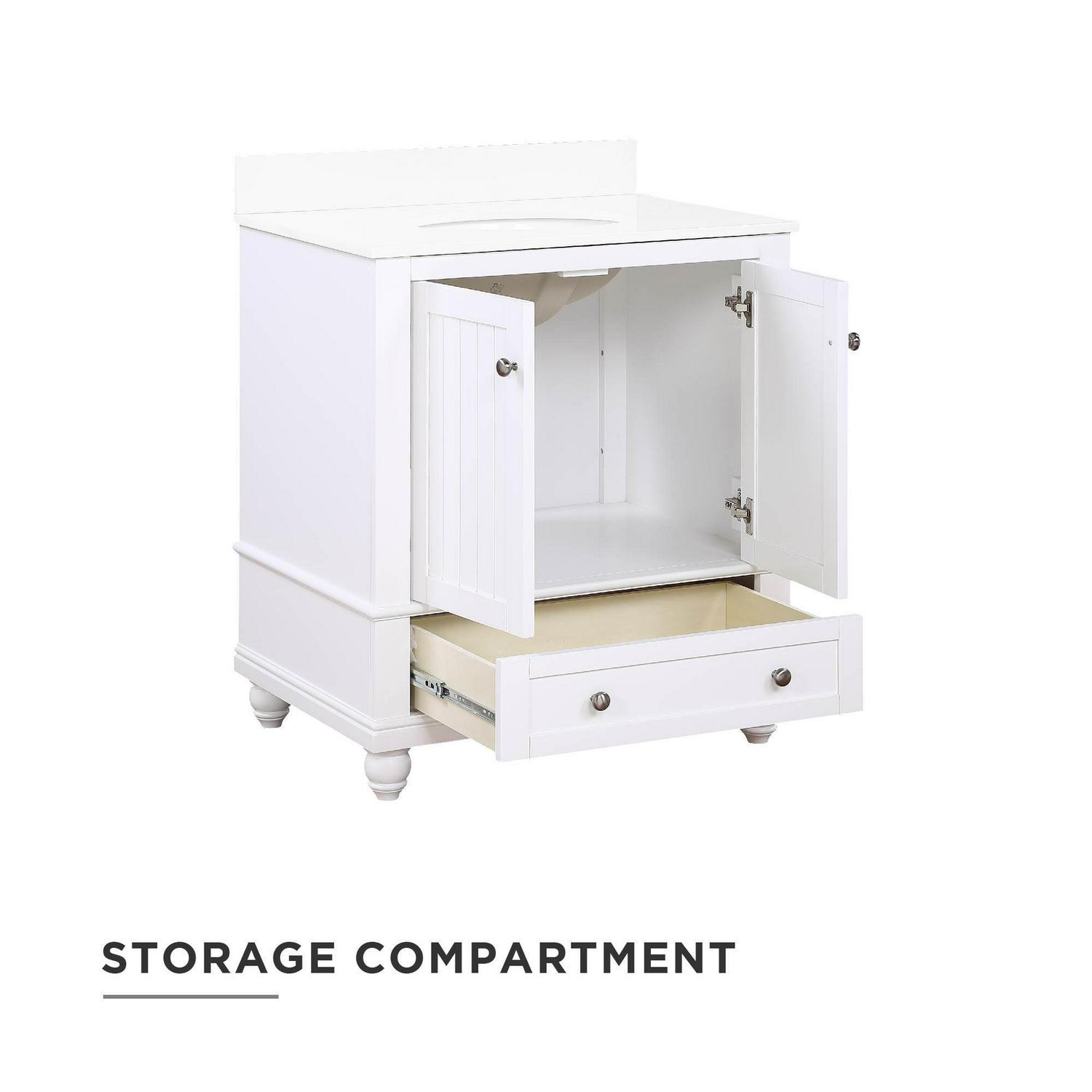 DHP Monteray Beach 30 Inch Bathroom Vanity with Sink, White - Image 5