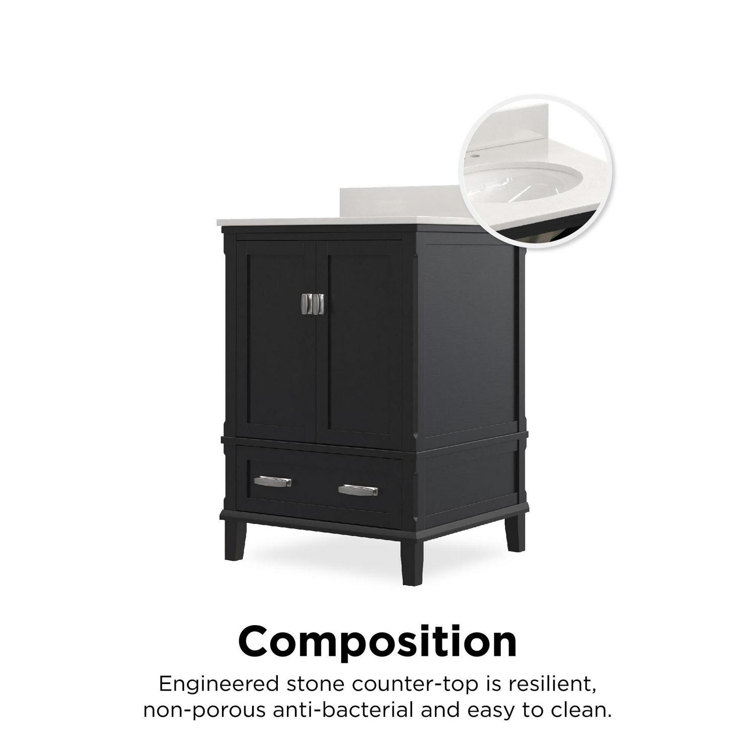 DHP Otum 24 Inch Bathroom Vanity with Sink, Black Wood - Image 10