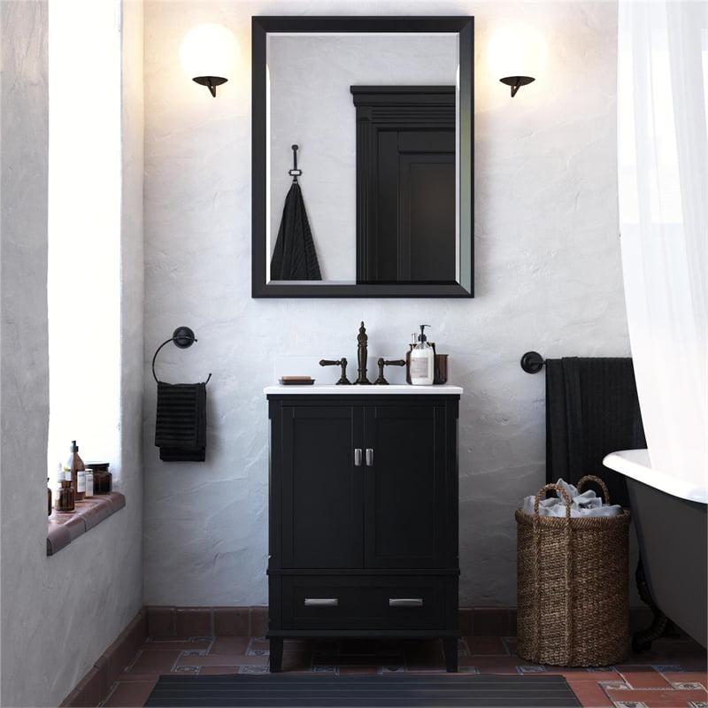 DHP Otum 24 Inch Bathroom Vanity with Sink, Black Wood - Image 3