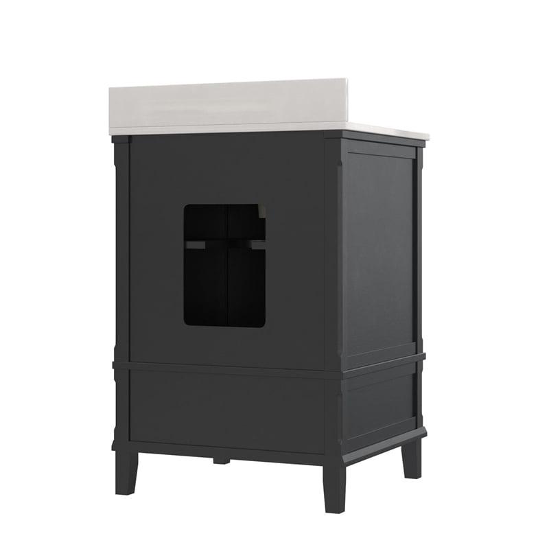 DHP Otum 24 Inch Bathroom Vanity with Sink, Black Wood - Image 7