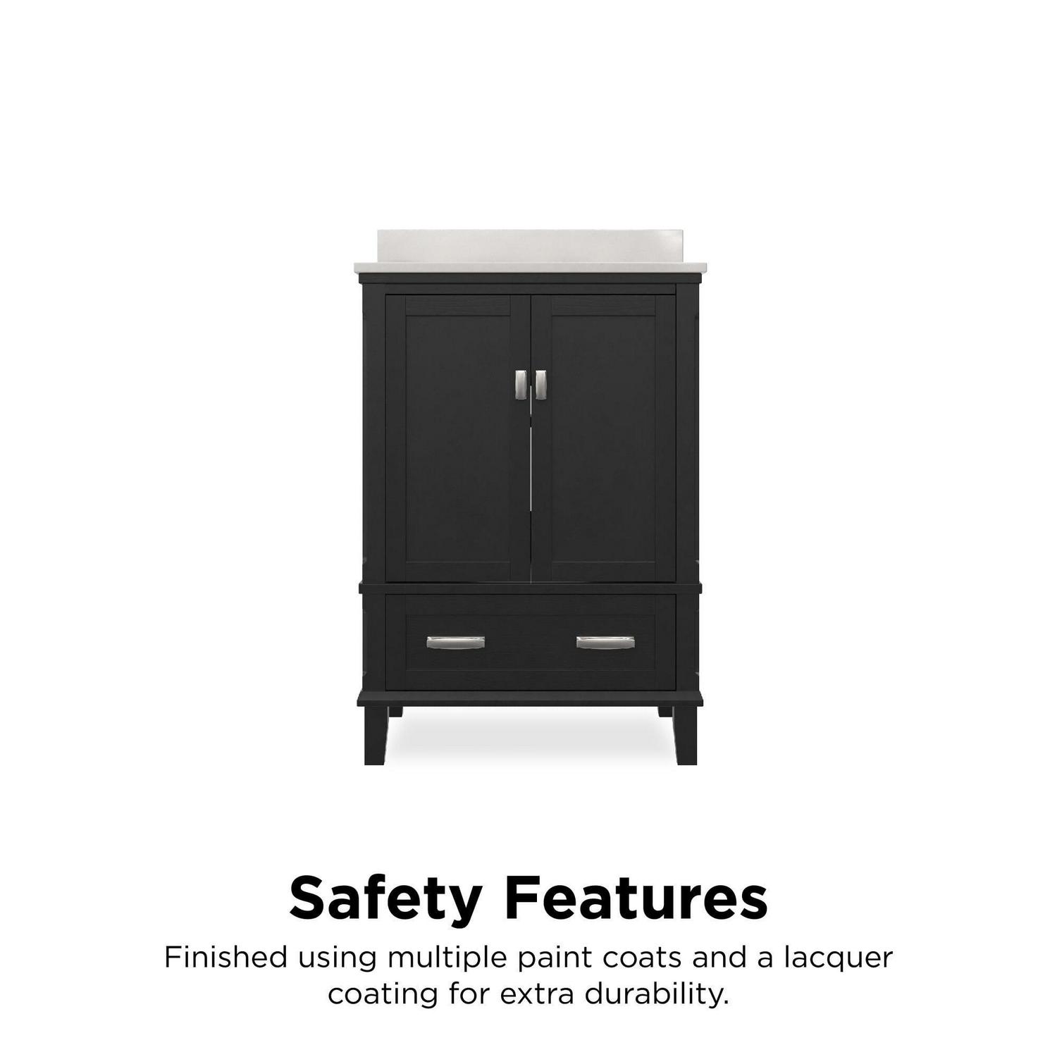 DHP Otum 24 Inch Bathroom Vanity with Sink, Black Wood - Image 9