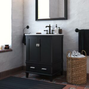 DHP Otum 24 Inch Bathroom Vanity with Sink, Black Wood