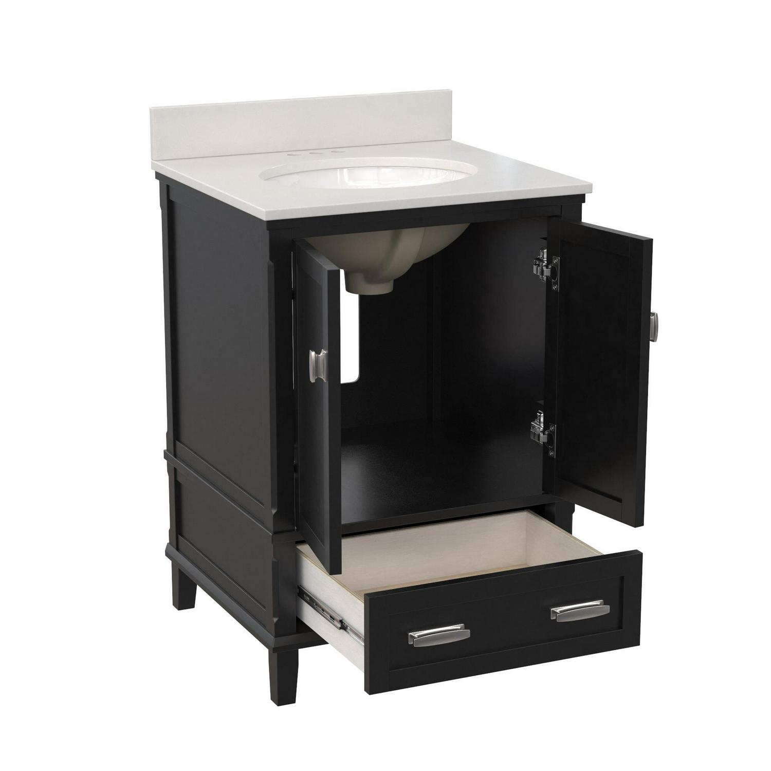 DHP Otum 24 Inch Bathroom Vanity with Sink, Black Wood - Image 12