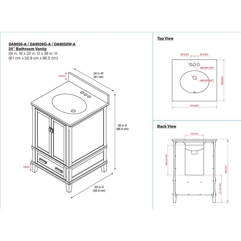DHP Otum 24 Inch Bathroom Vanity with Sink, Black Wood - Image 14
