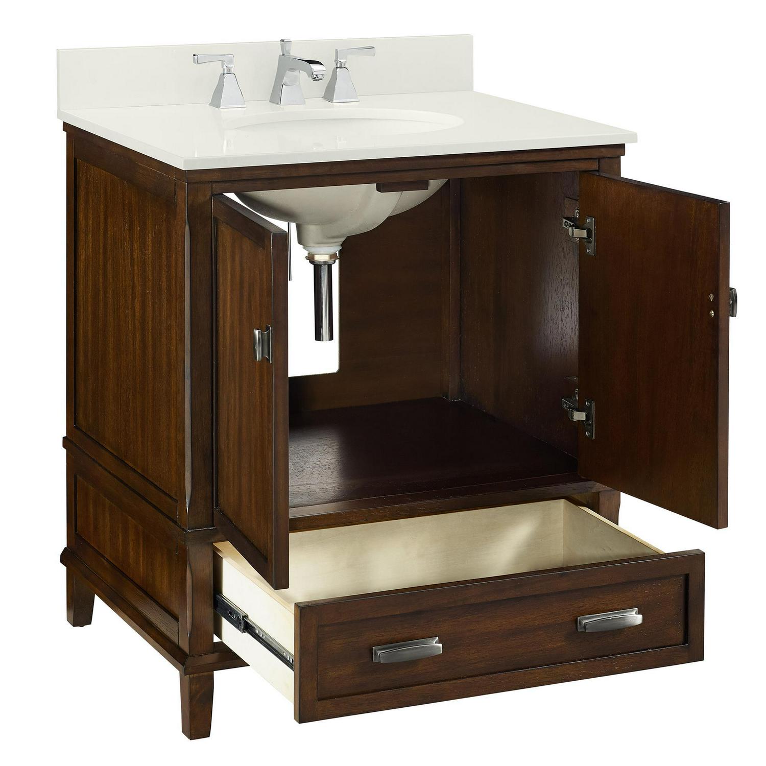 DHP Otum 30 Inch Bathroom Vanity with Sink, Dark Walnut Wood - Image 10