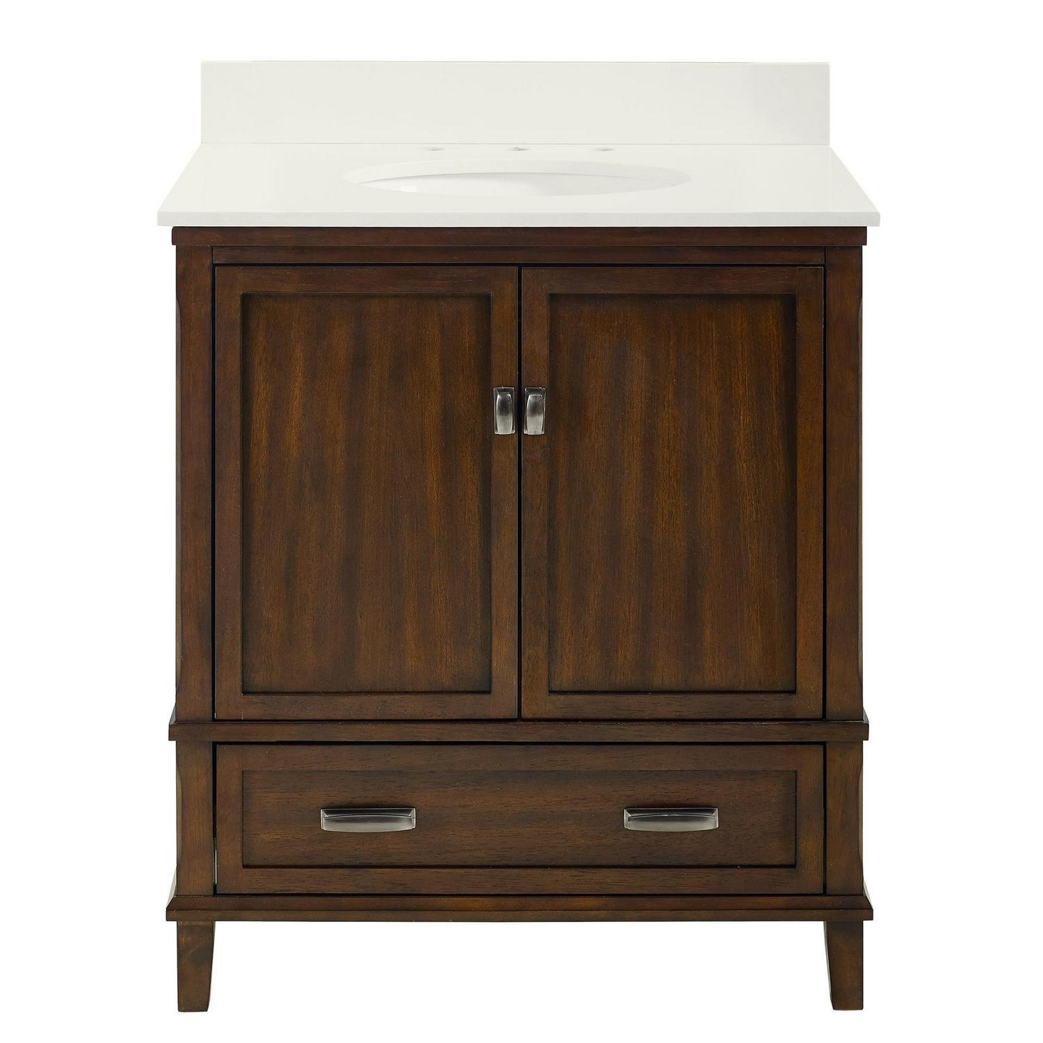 DHP Otum 30 Inch Bathroom Vanity with Sink, Dark Walnut Wood - Image 7