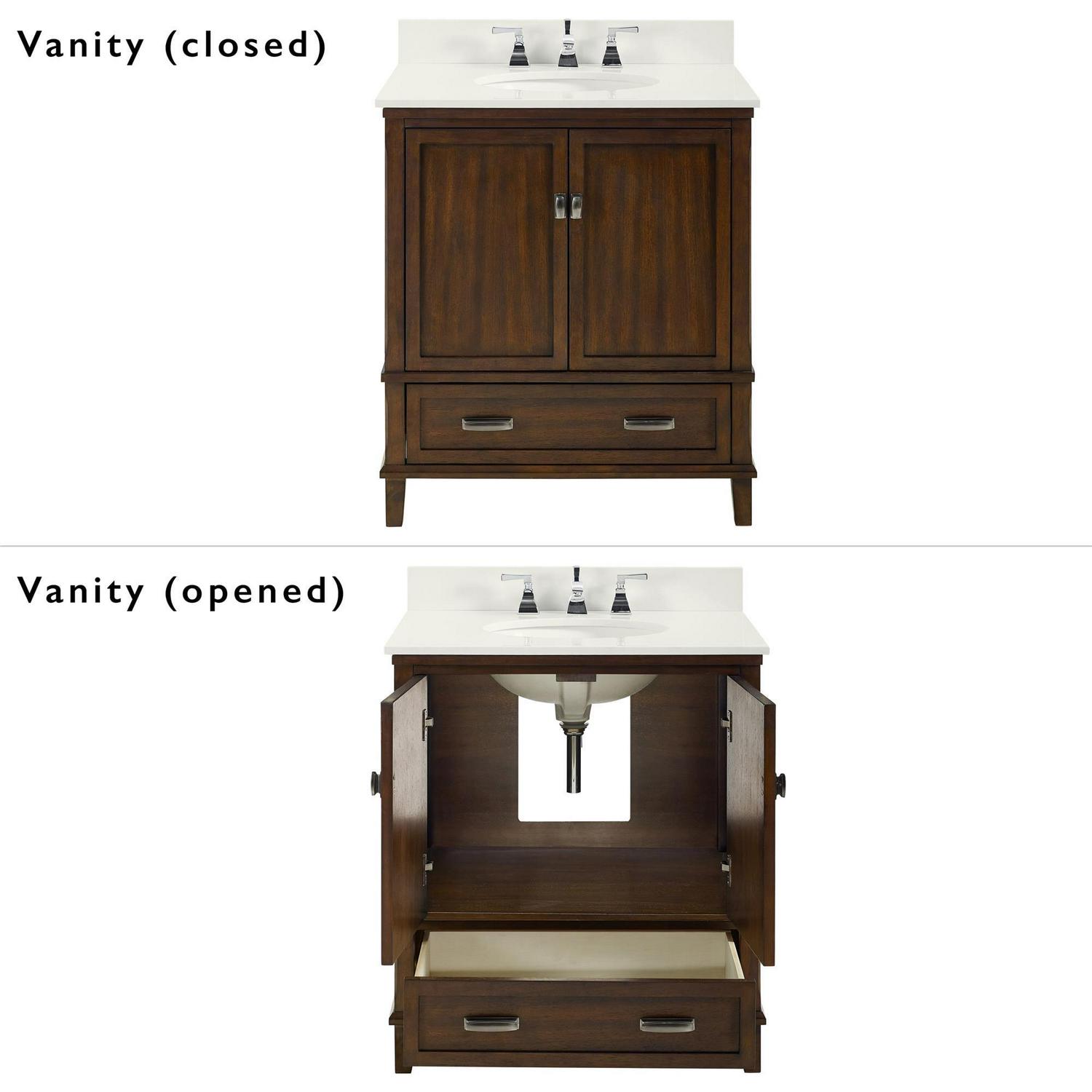 DHP Otum 30 Inch Bathroom Vanity with Sink, Dark Walnut Wood - Image 8