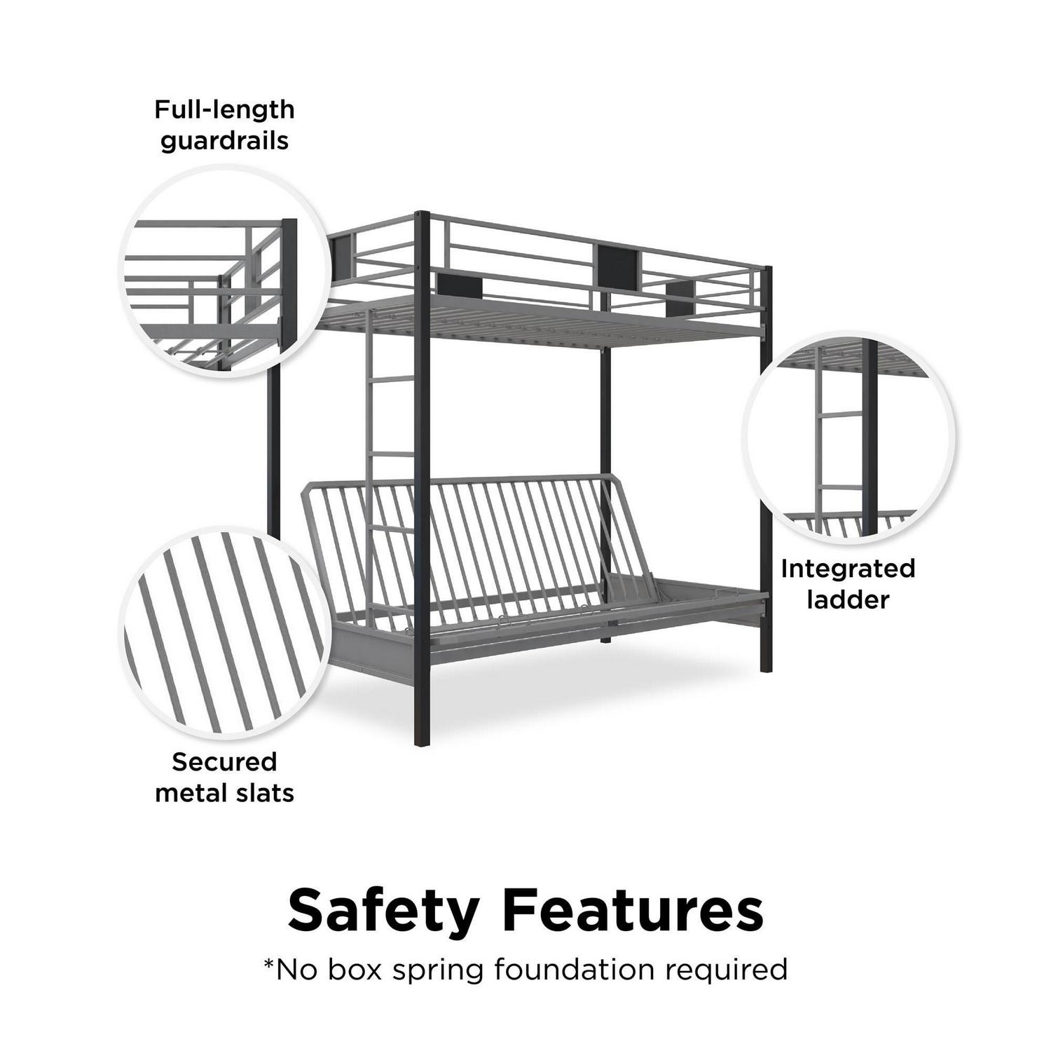 Silver Screen Twin/Futon Metal Bunk Bed - Image 7