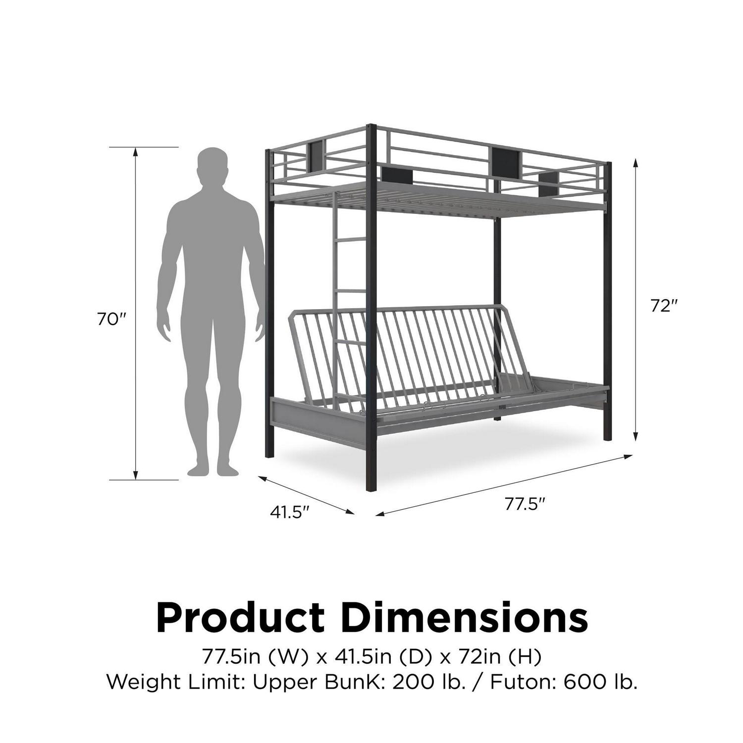Silver Screen Twin/Futon Metal Bunk Bed - Image 11