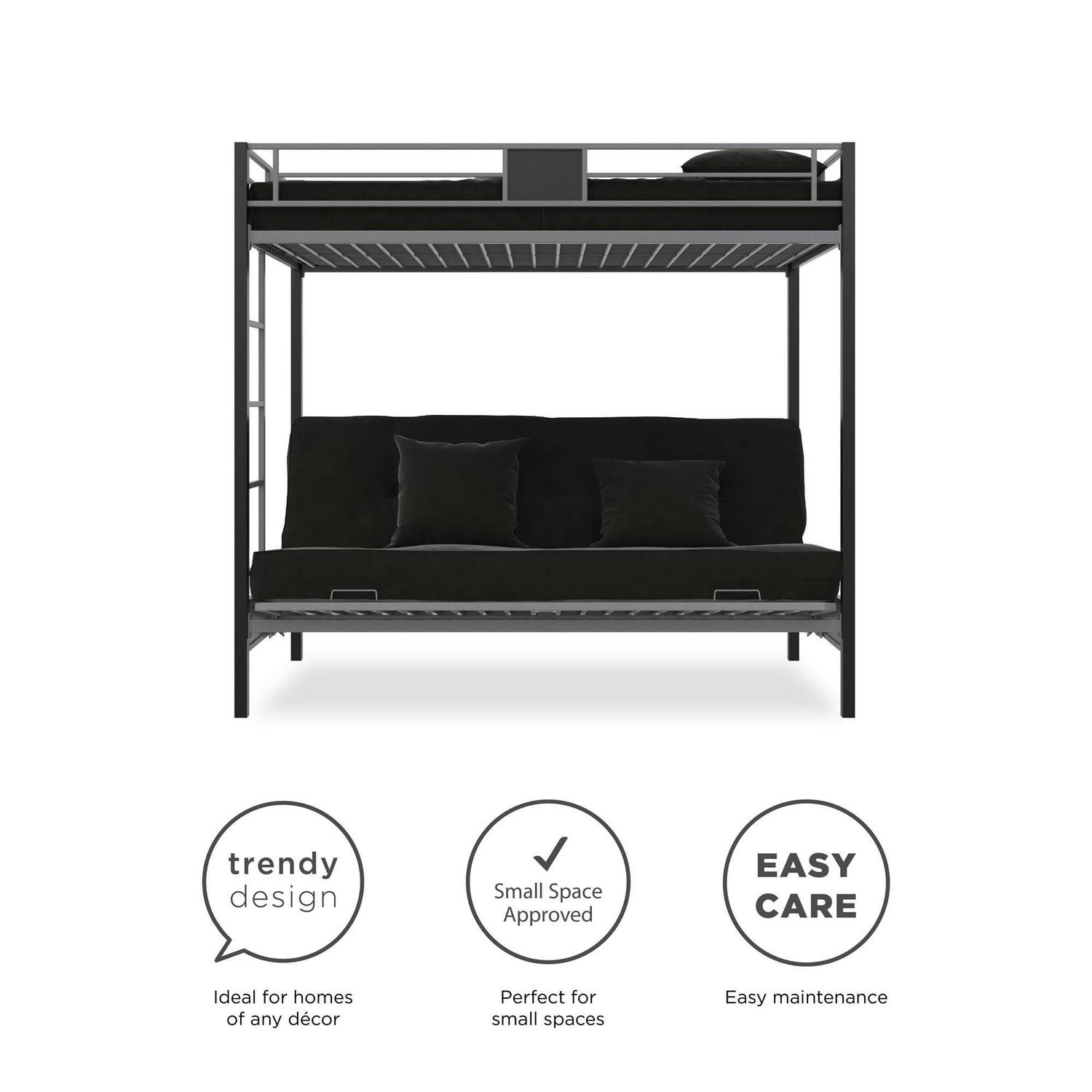 Silver Screen Twin/Futon Metal Bunk Bed - Image 9