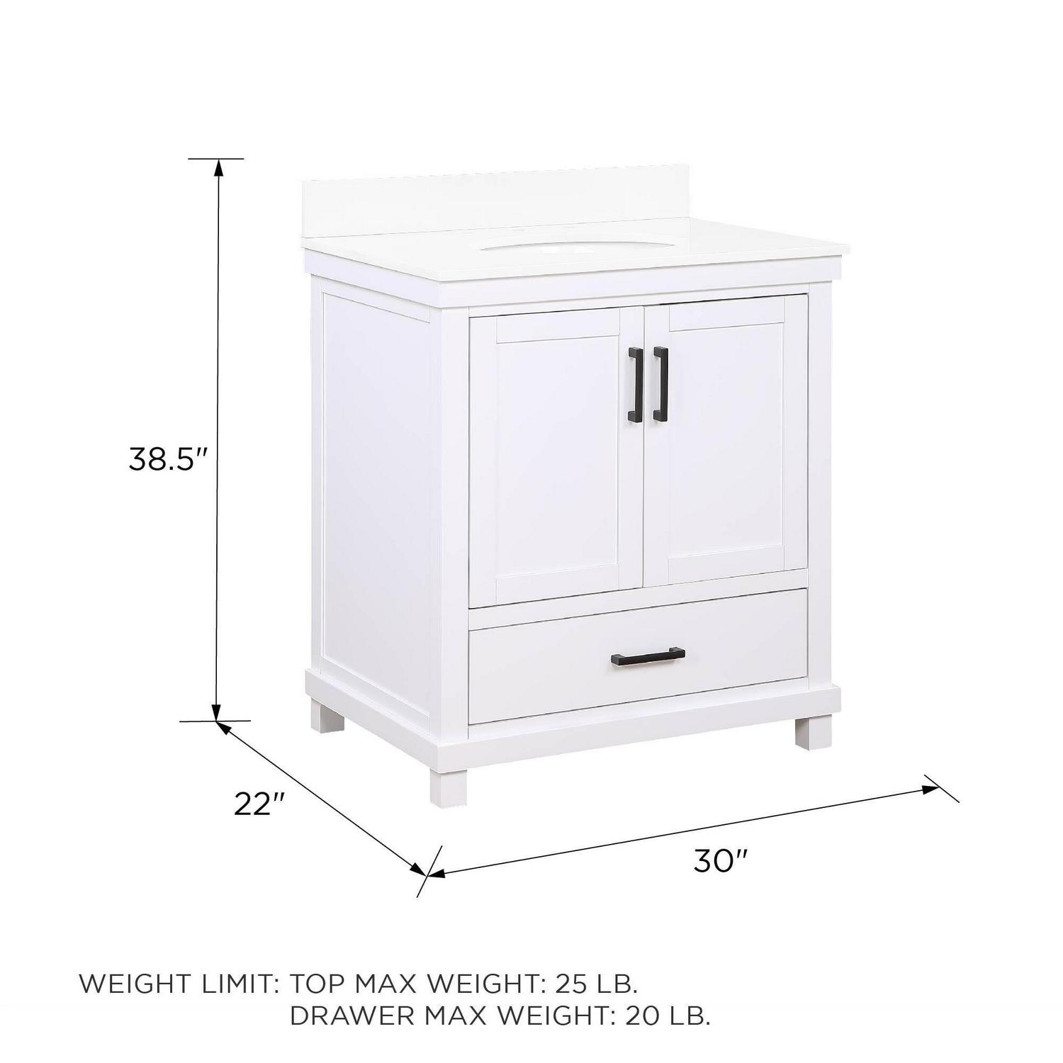 DHP Sunnybrooke 30 Inch Bathroom Vanity with Sink, White - Image 15