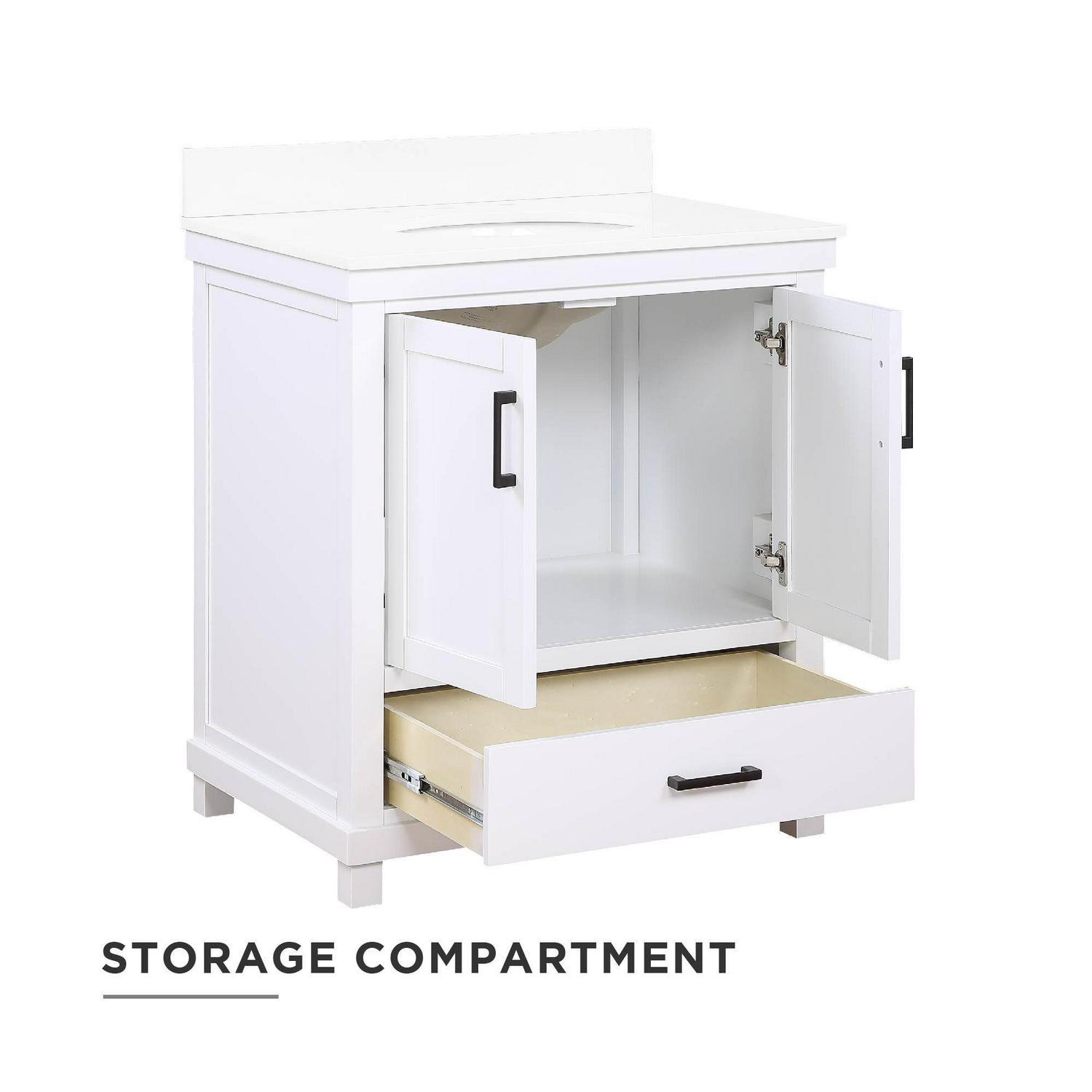 DHP Sunnybrooke 30 Inch Bathroom Vanity with Sink, White - Image 8