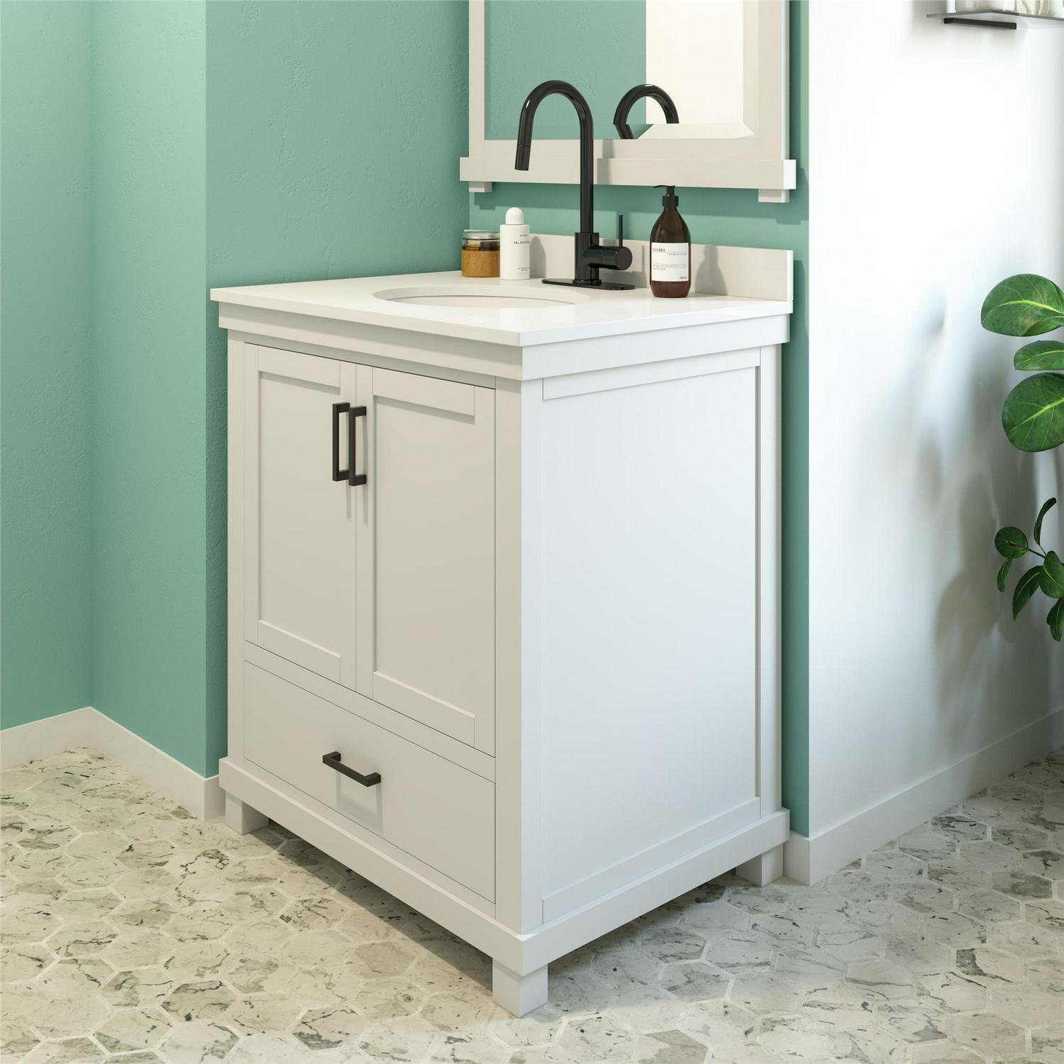 DHP Sunnybrooke 30 Inch Bathroom Vanity with Sink, White