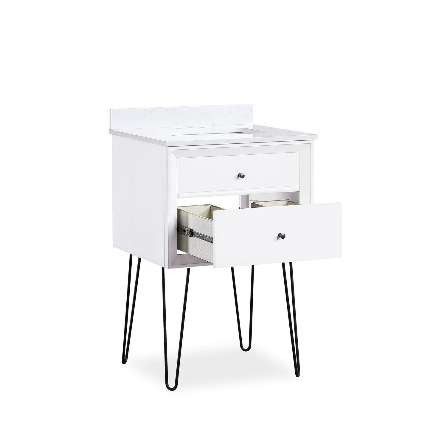 DHP Tribecca 24 Inch Floating Wall Mounted Bathroom Vanity, White - Image 17