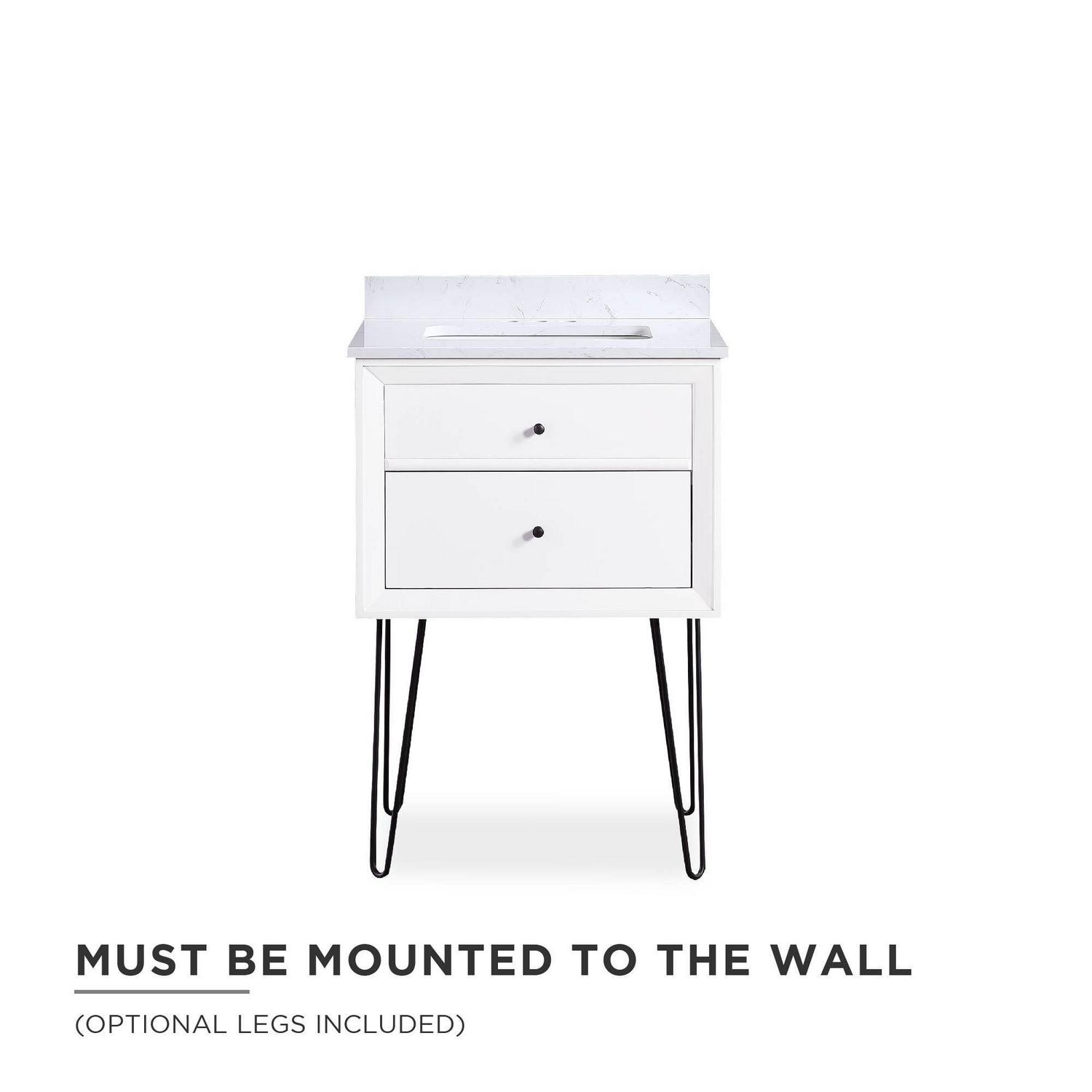 DHP Tribecca 24 Inch Floating Wall Mounted Bathroom Vanity, White - Image 10