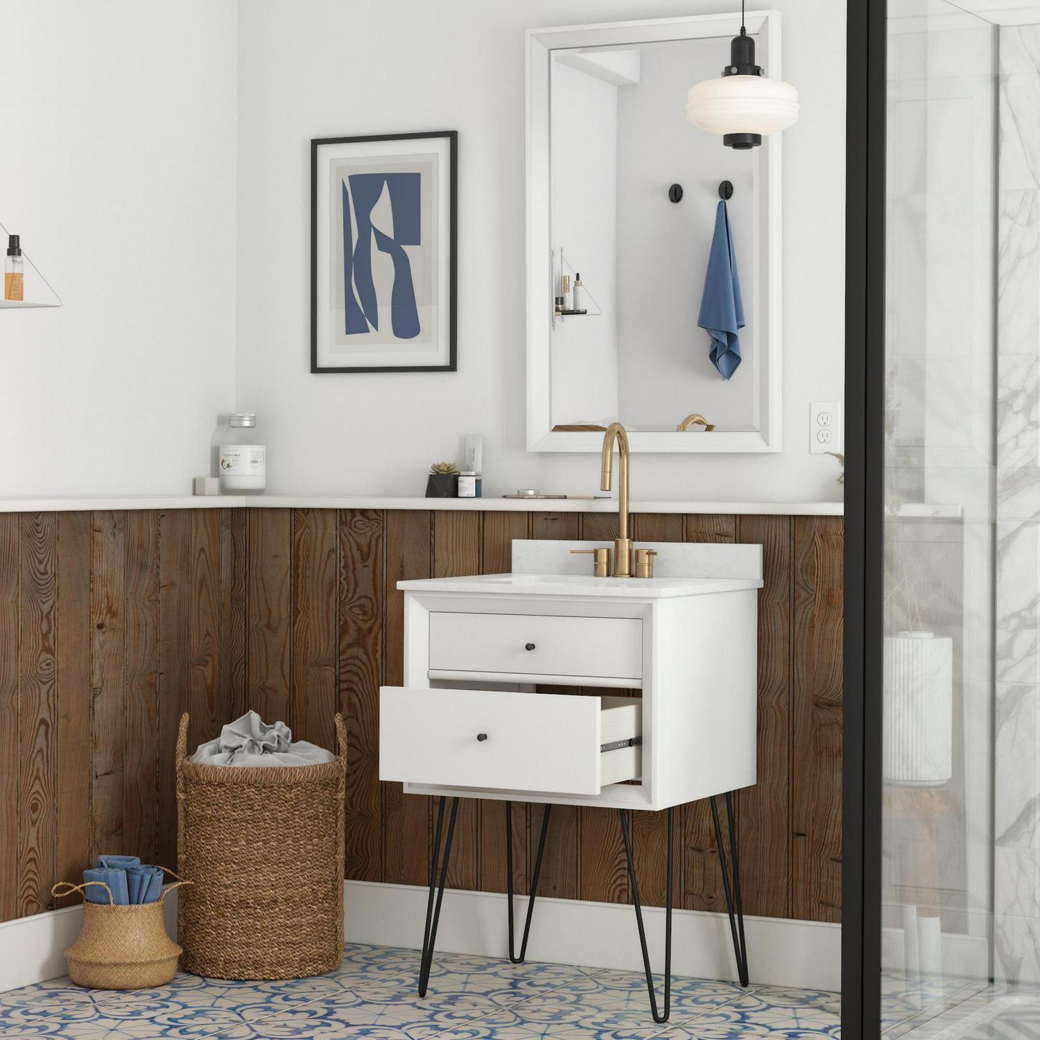 DHP Tribecca 24 Inch Floating Wall Mounted Bathroom Vanity, White - Image 5