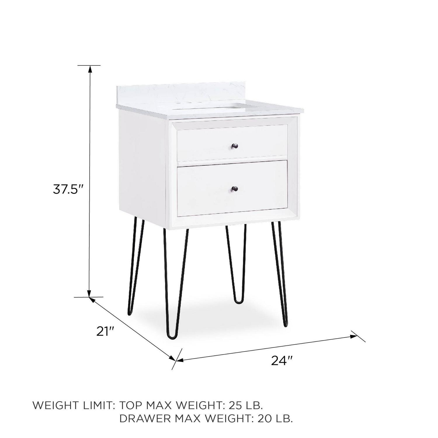 DHP Tribecca 24 Inch Floating Wall Mounted Bathroom Vanity, White - Image 13