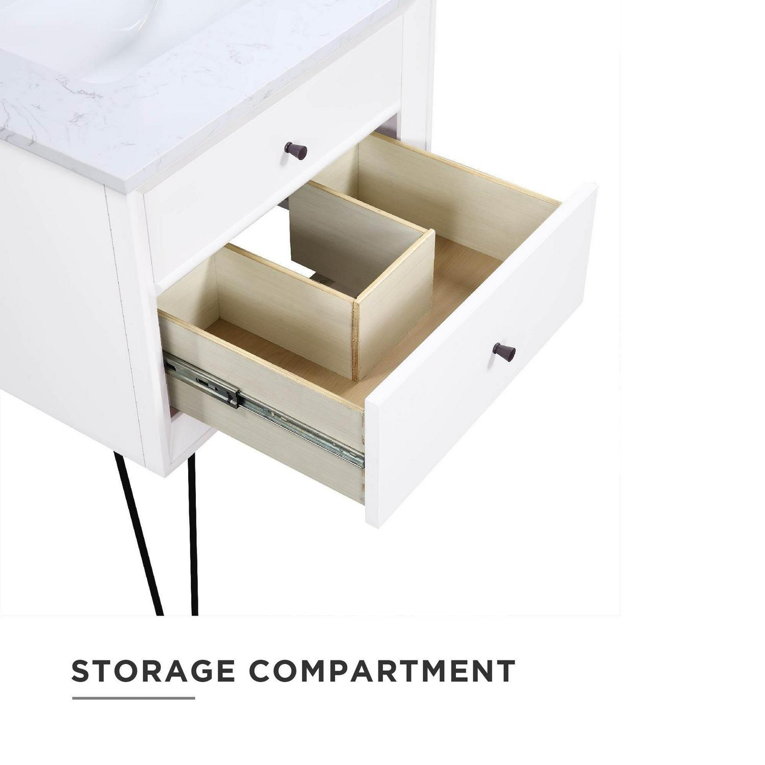 DHP Tribecca 24 Inch Floating Wall Mounted Bathroom Vanity, White - Image 7