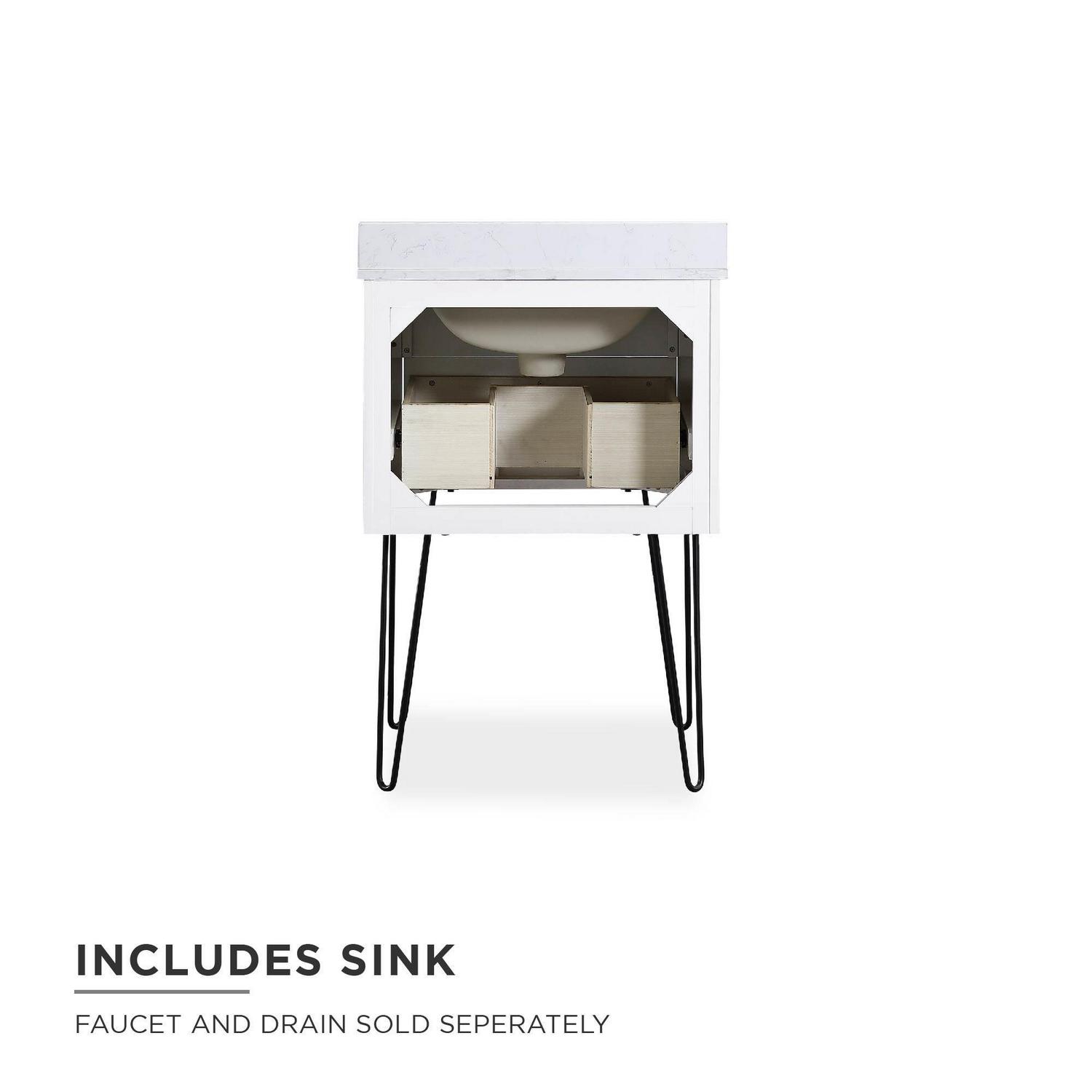 DHP Tribecca 24 Inch Floating Wall Mounted Bathroom Vanity, White - Image 9