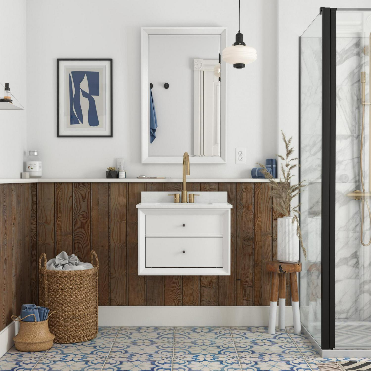 DHP Tribecca 24 Inch Floating Wall Mounted Bathroom Vanity, White - Image 3