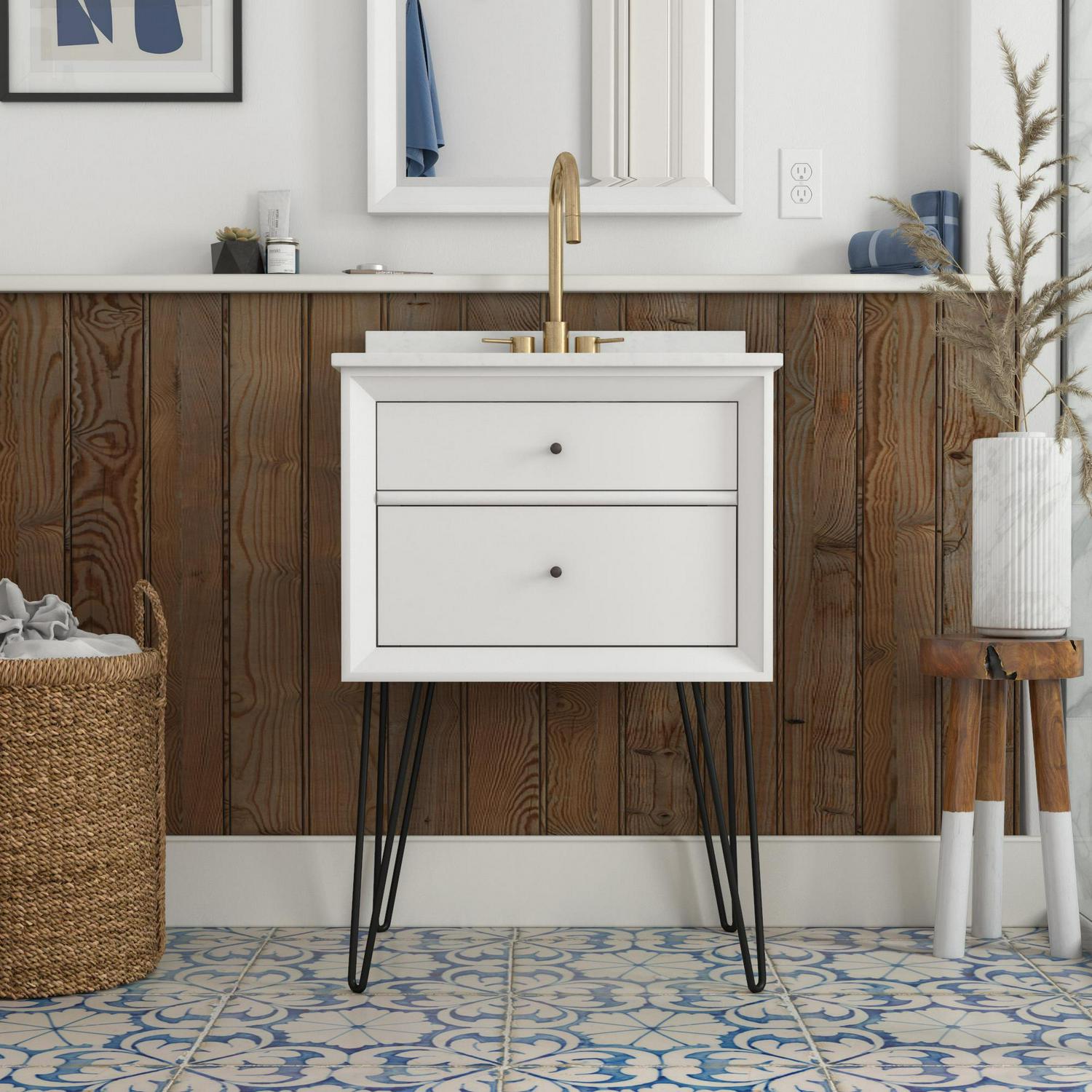 DHP Tribecca 24 Inch Floating Wall Mounted Bathroom Vanity, White - Image 2