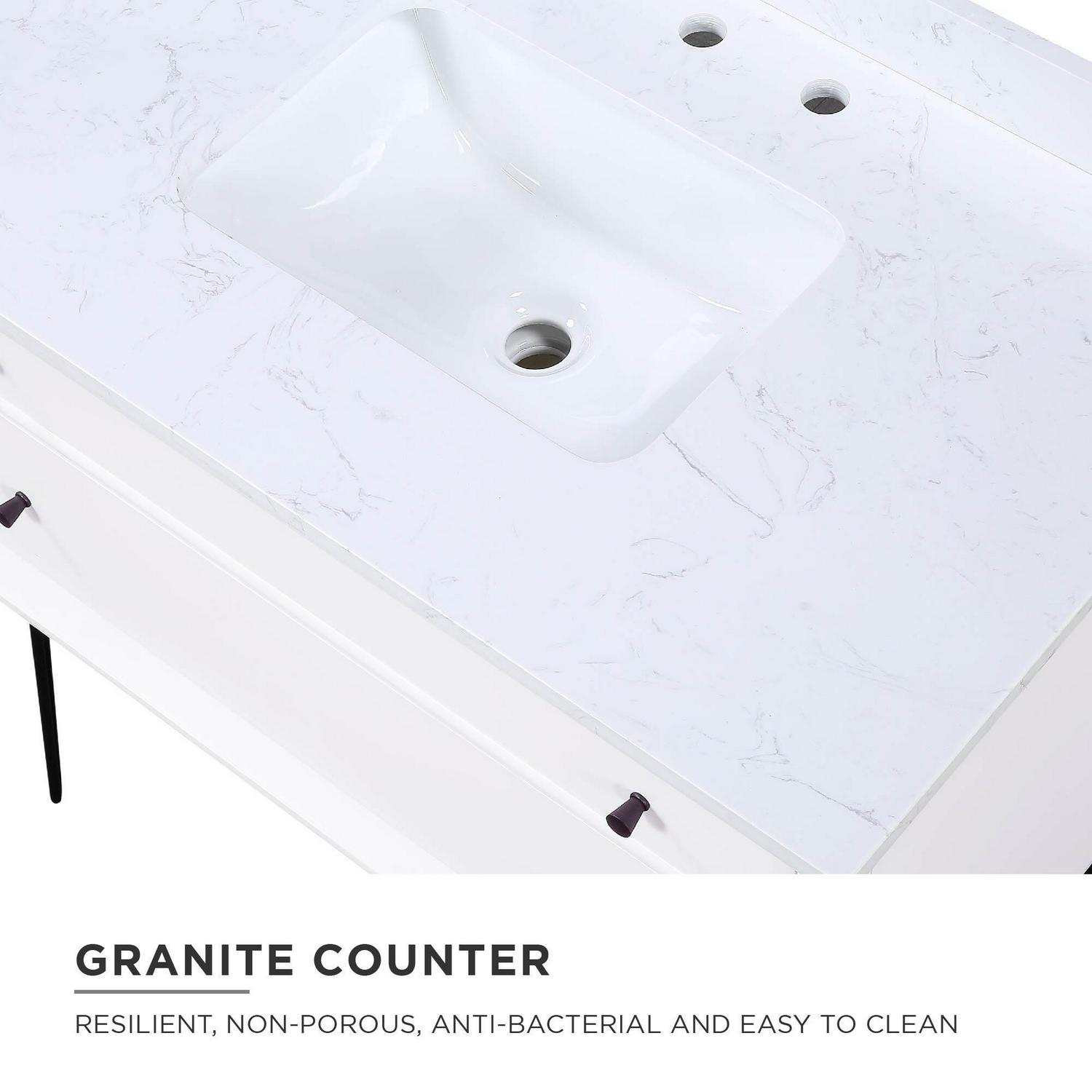 DHP Tribecca 36 Inch Floating Wall Mounted Bathroom Vanity with Sink, White - Image 8