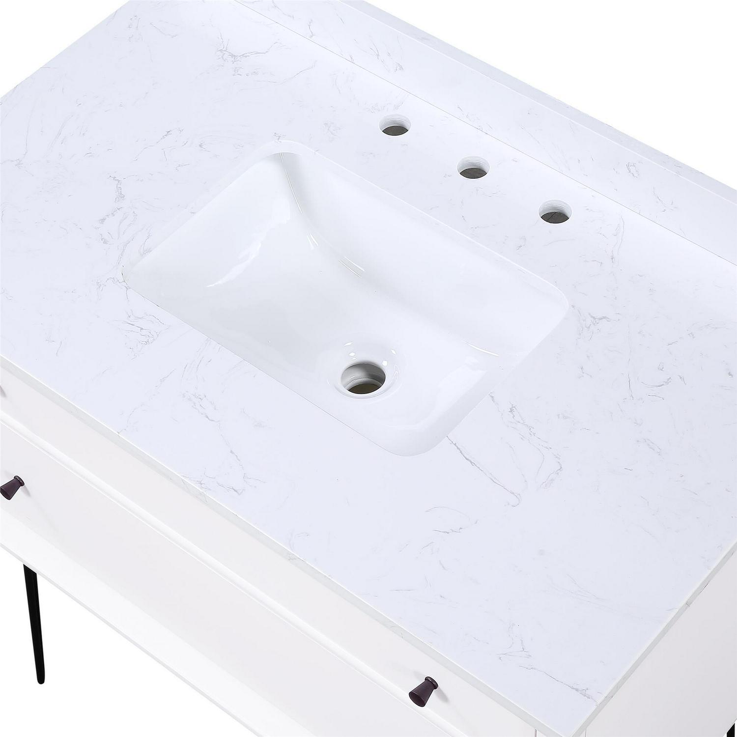 DHP Tribecca 36 Inch Floating Wall Mounted Bathroom Vanity with Sink, White - Image 19