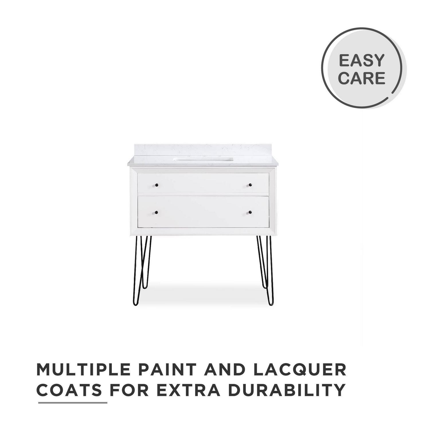 DHP Tribecca 36 Inch Floating Wall Mounted Bathroom Vanity with Sink, White - Image 11