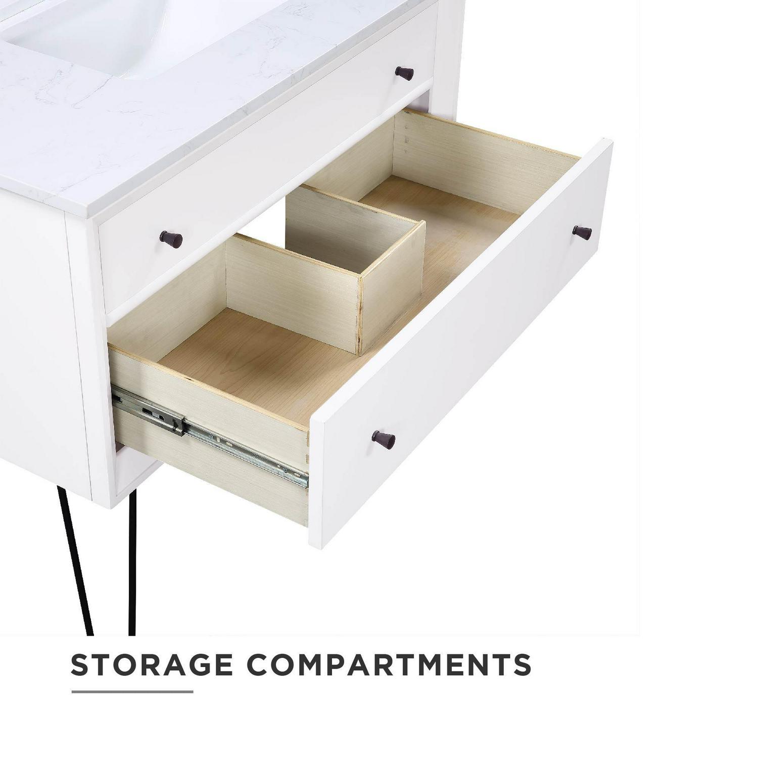 DHP Tribecca 36 Inch Floating Wall Mounted Bathroom Vanity with Sink, White - Image 7