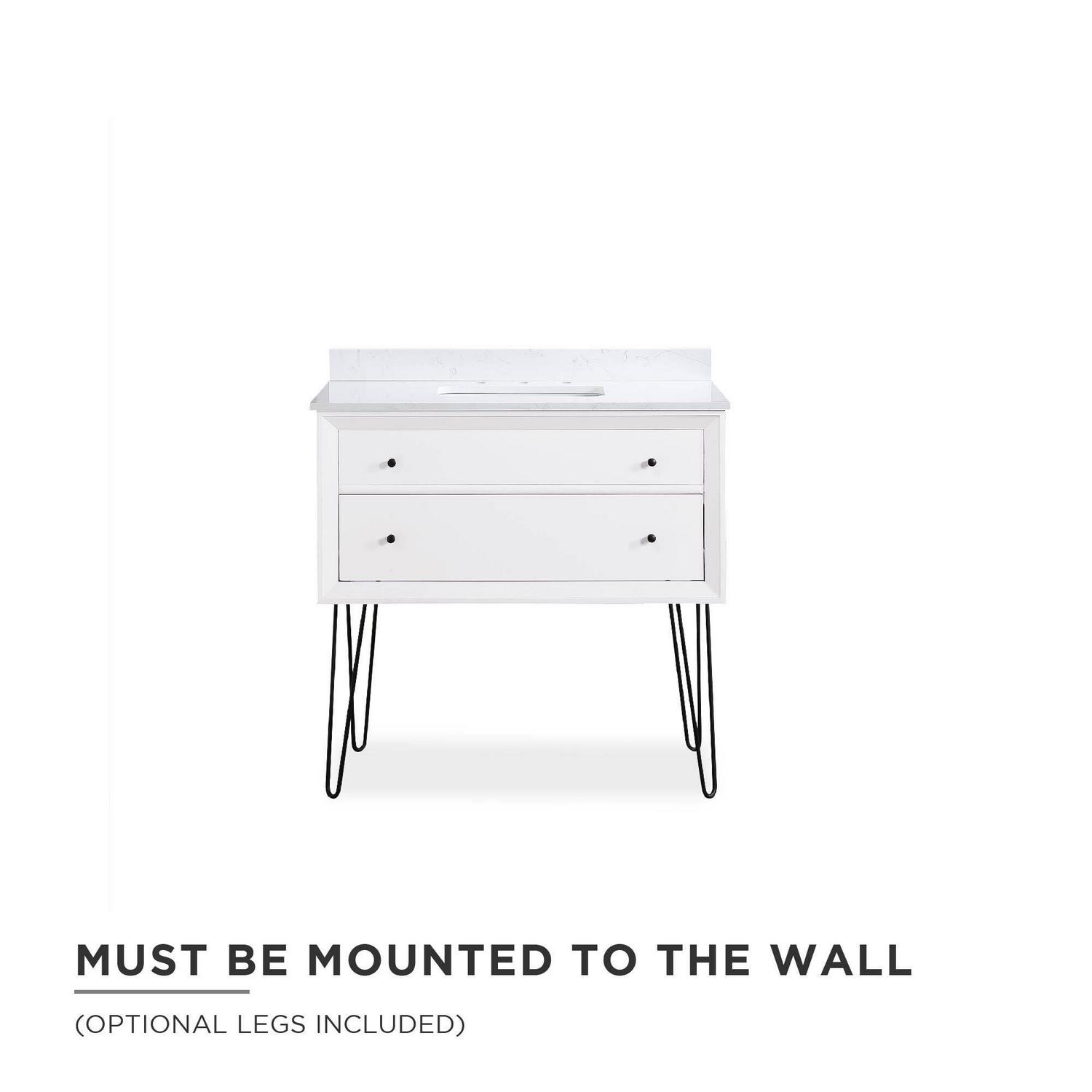DHP Tribecca 36 Inch Floating Wall Mounted Bathroom Vanity with Sink, White - Image 10