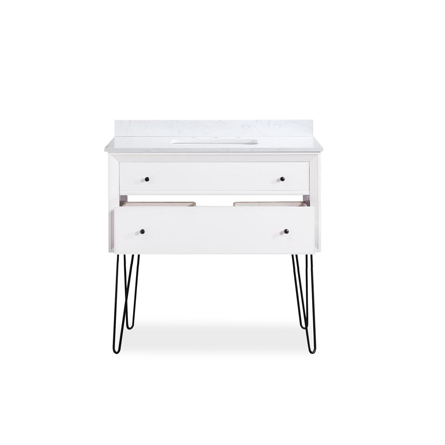 DHP Tribecca 36 Inch Floating Wall Mounted Bathroom Vanity with Sink, White - Image 18