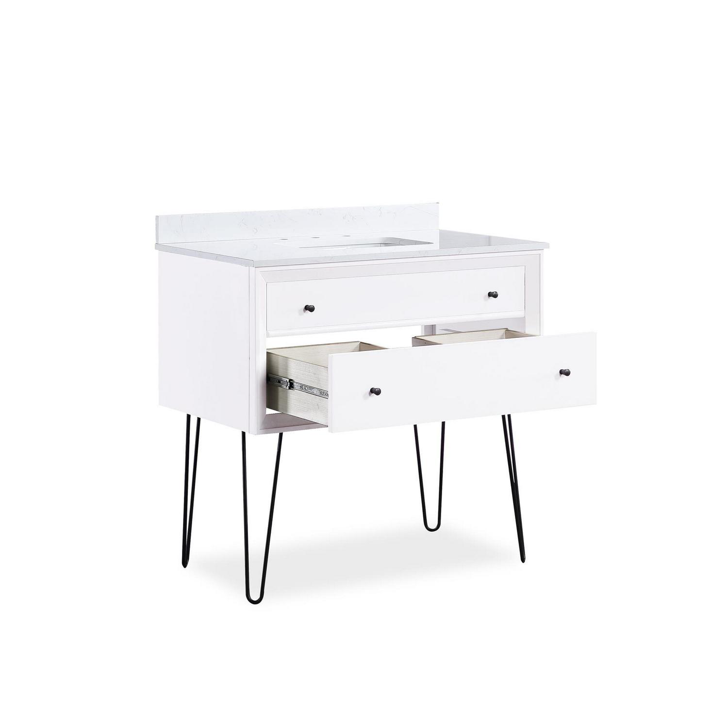 DHP Tribecca 36 Inch Floating Wall Mounted Bathroom Vanity with Sink, White - Image 16