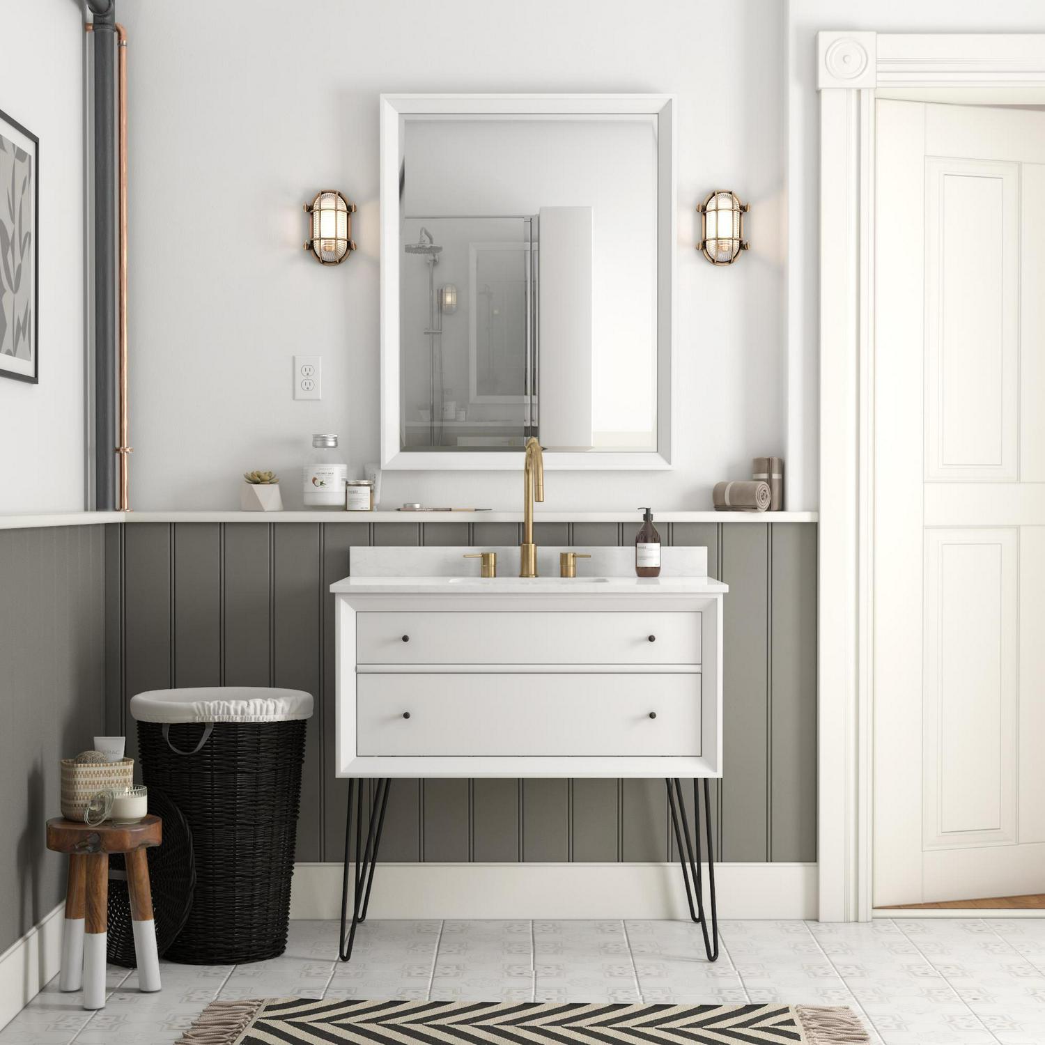 DHP Tribecca 36 Inch Floating Wall Mounted Bathroom Vanity with Sink, White - Image 6