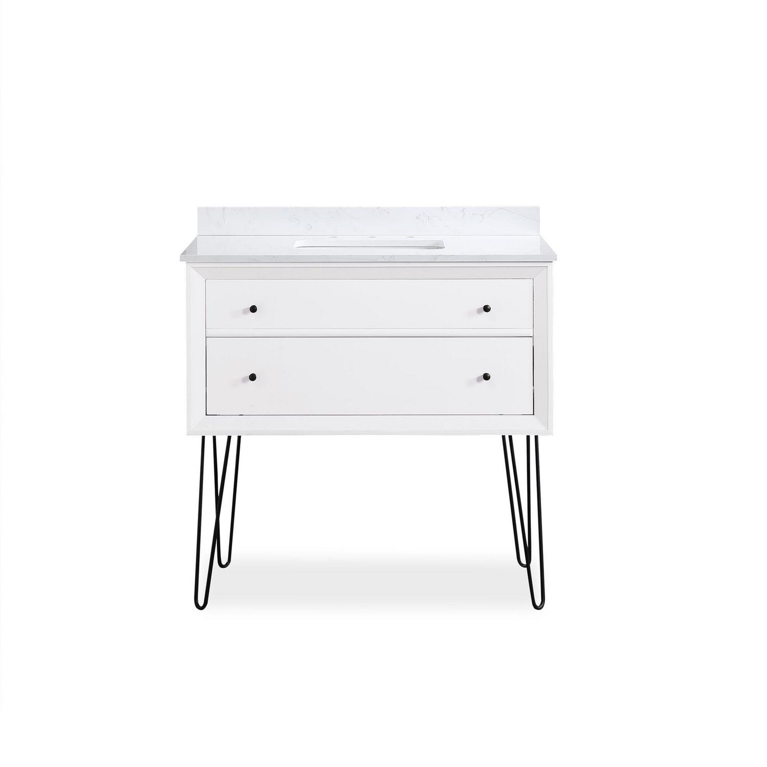 DHP Tribecca 36 Inch Floating Wall Mounted Bathroom Vanity with Sink, White - Image 17