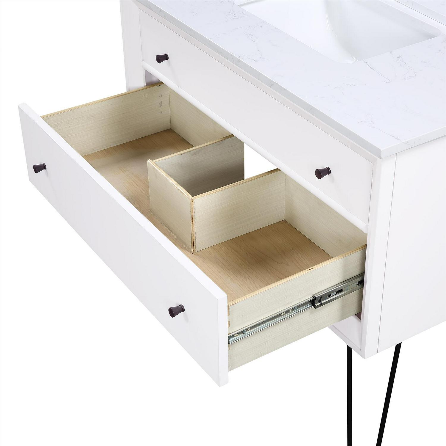 DHP Tribecca 36 Inch Floating Wall Mounted Bathroom Vanity with Sink, White - Image 21