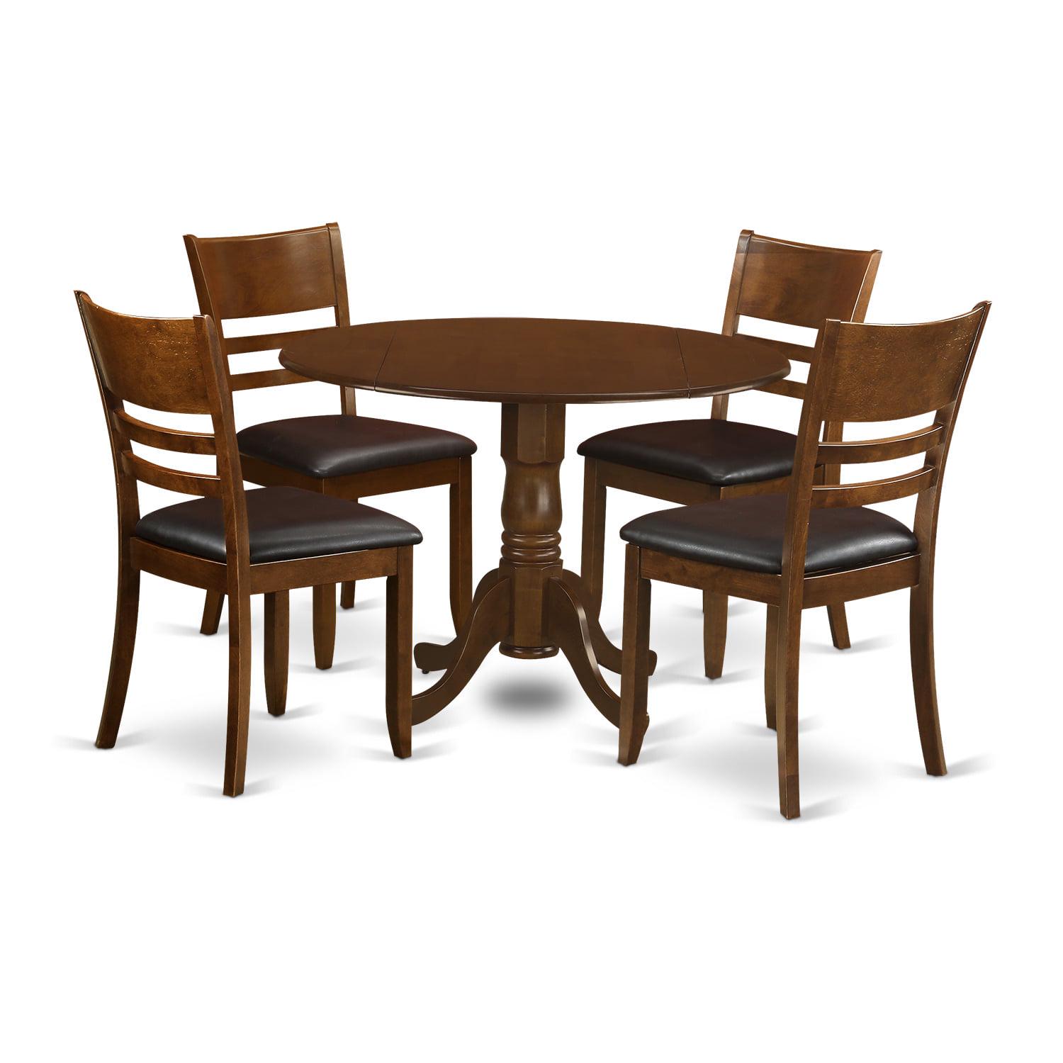 5 Pc Dinette Table with 2drop-leaf and 4 Leather Kitchen Chairs - Image 2