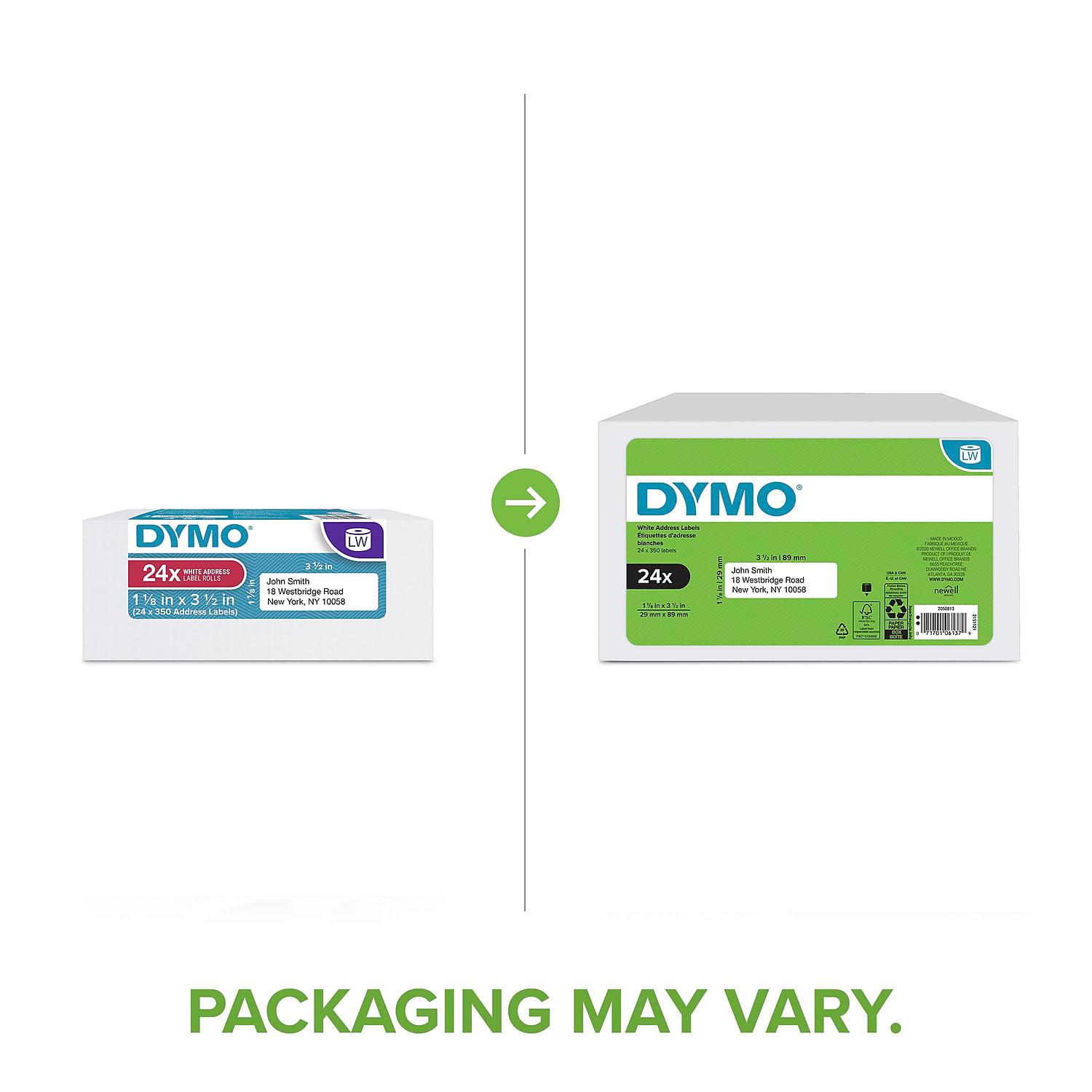 DYMO Authentic LW Mailing Address Labels, DYMO Labels for LabelWriter Label Printers, White, 1-1/8" x 3-1/2", 24 Rolls of 350 (8400 Total) - Image 2